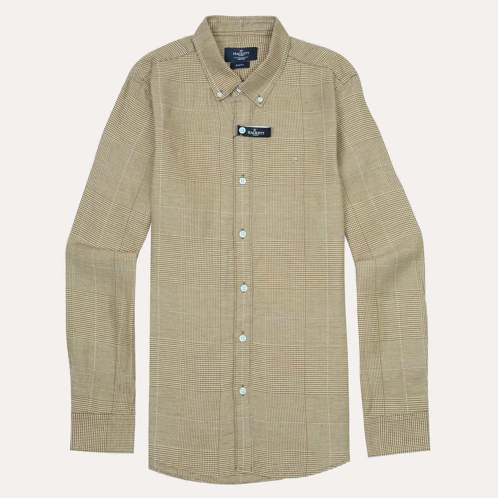 HACKETT Earthy Elegance Slim Fit Linen Checkered Shirt