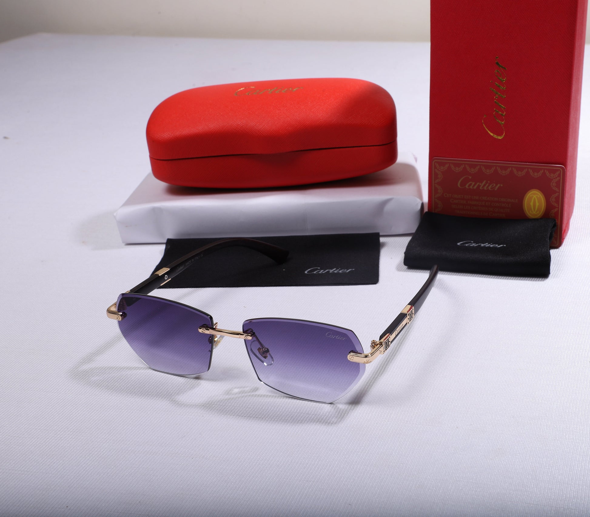 Cartier Luxe Square Sunglasses with Gradient Lenses