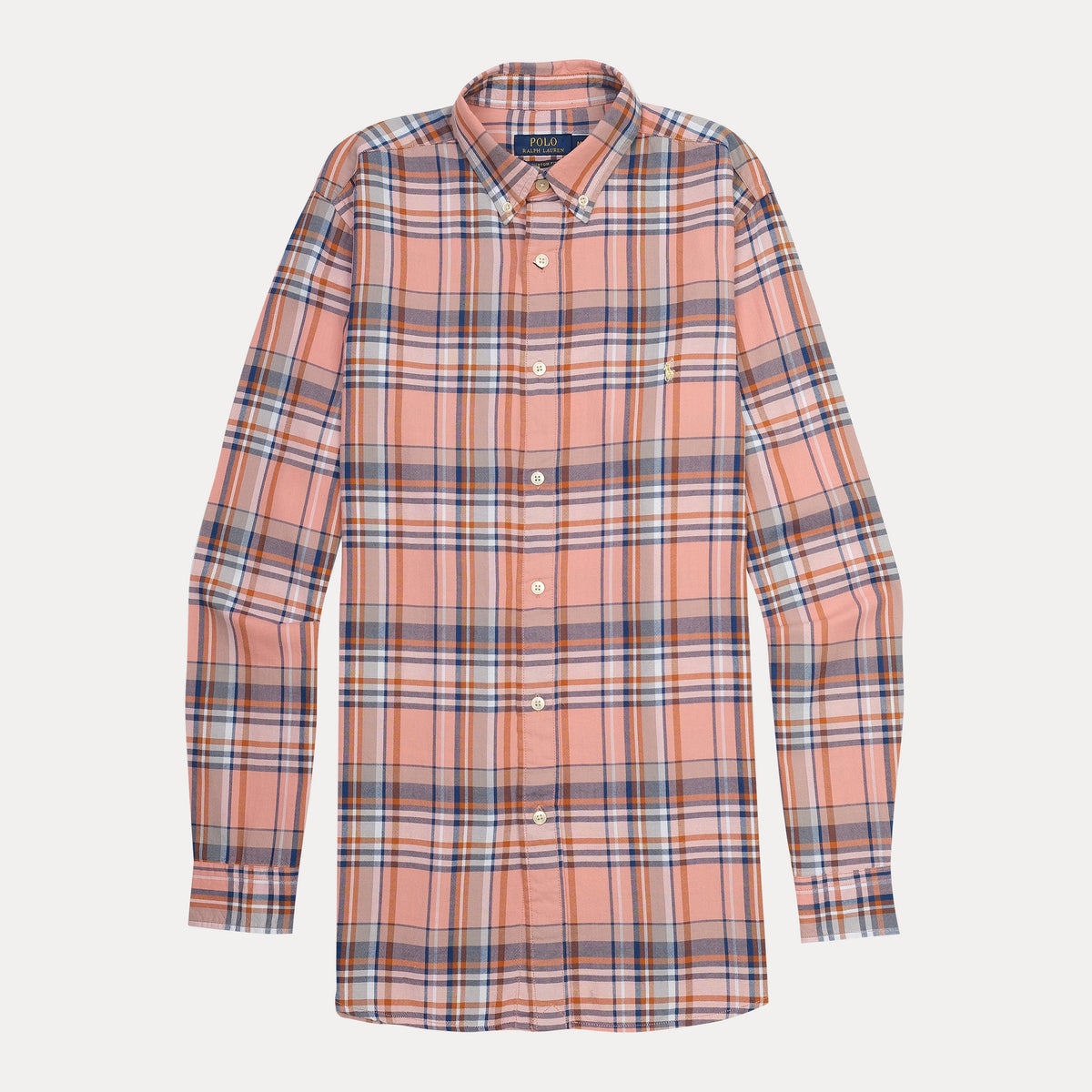 Polo Ralph Lauren Custom Fit Plaid Shirt in Sunset Coral
