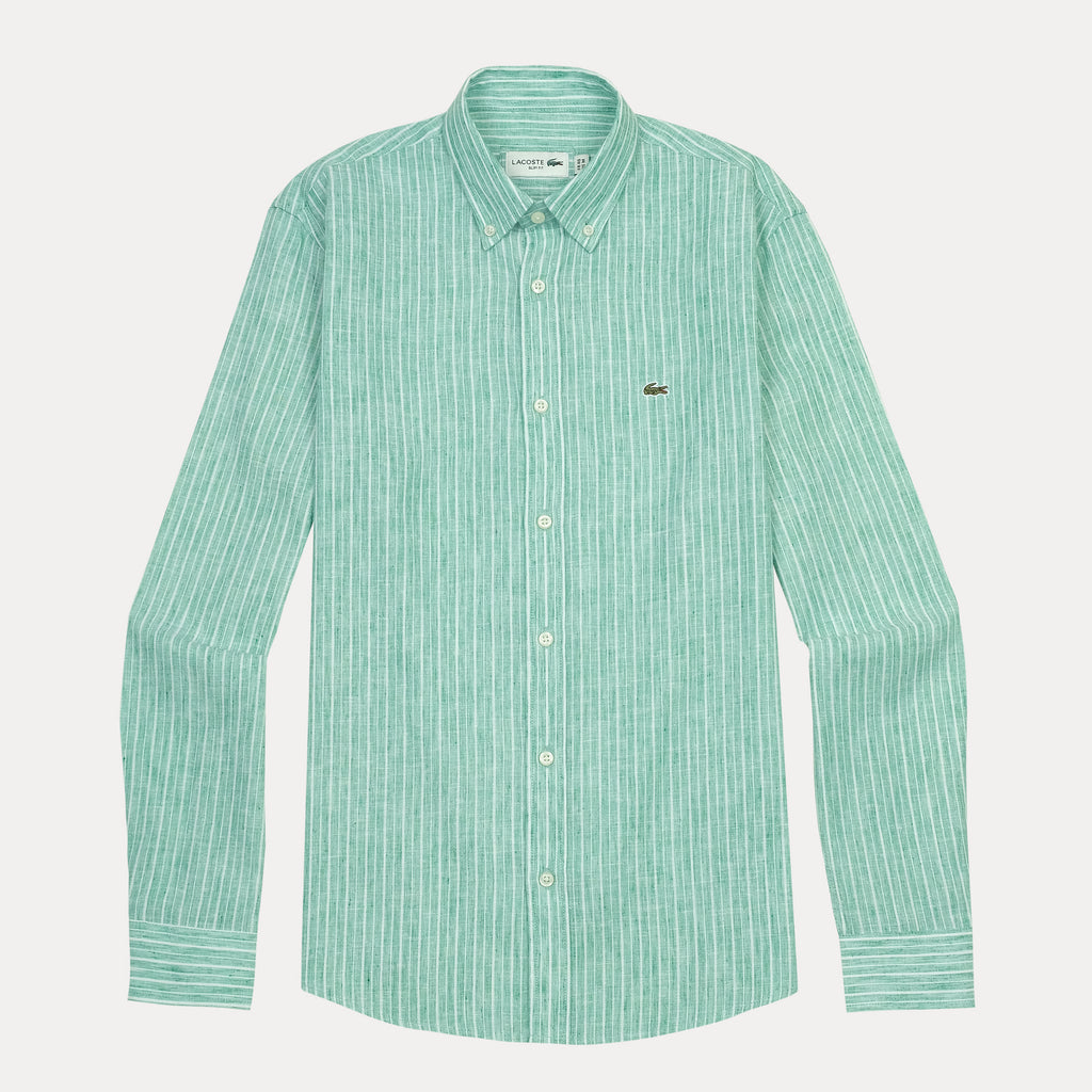 Lacoste Slim Fit Striped Delight Shirt in Serene Aqua