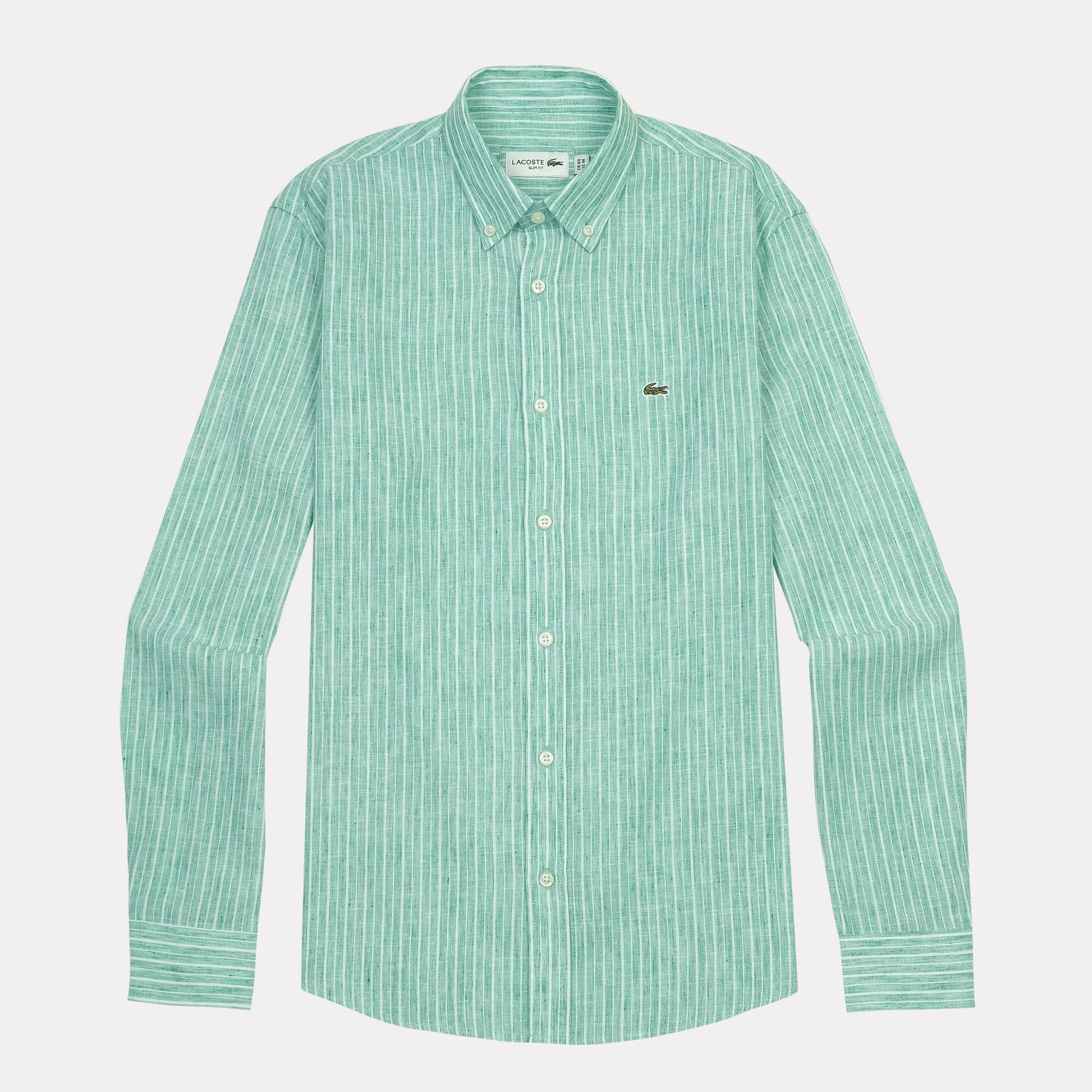 Lacoste Slim Fit Striped Delight Shirt in Serene Aqua