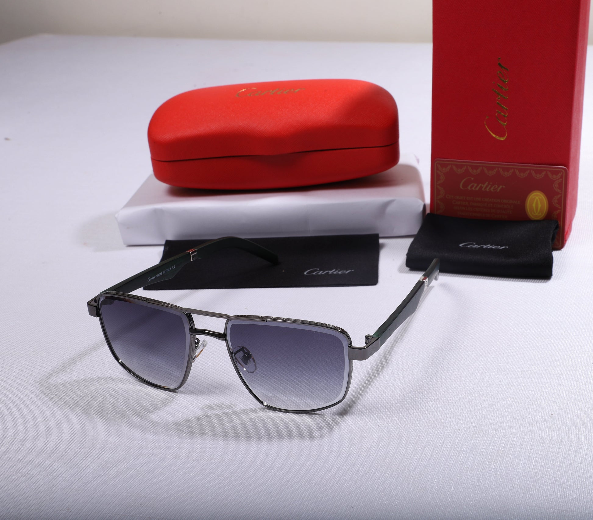 Cartier Luxe Square Sunglasses with Gradient Lenses