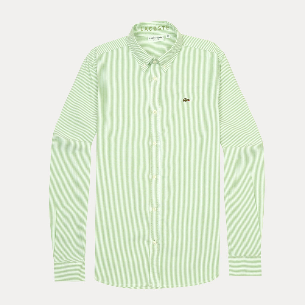 Lacoste Striped Pique Shirt in Fresh Mint Green