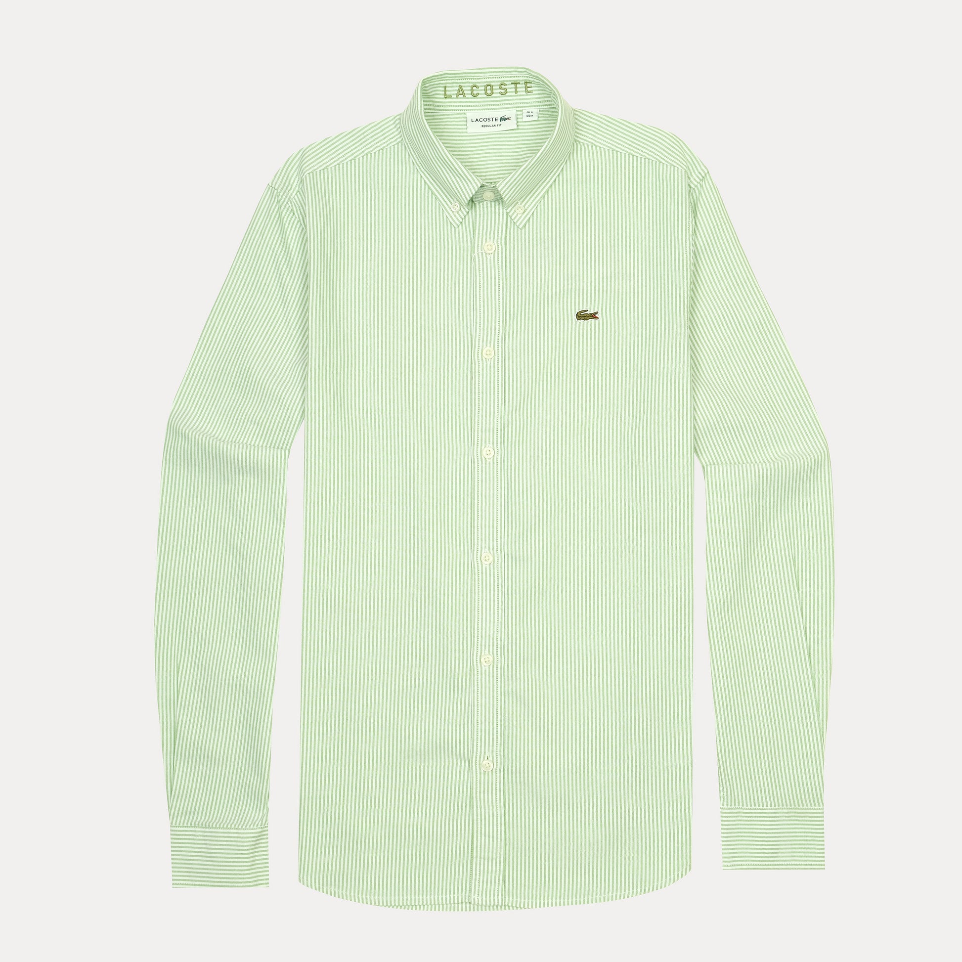 Lacoste Striped Pique Shirt in Fresh Mint Green