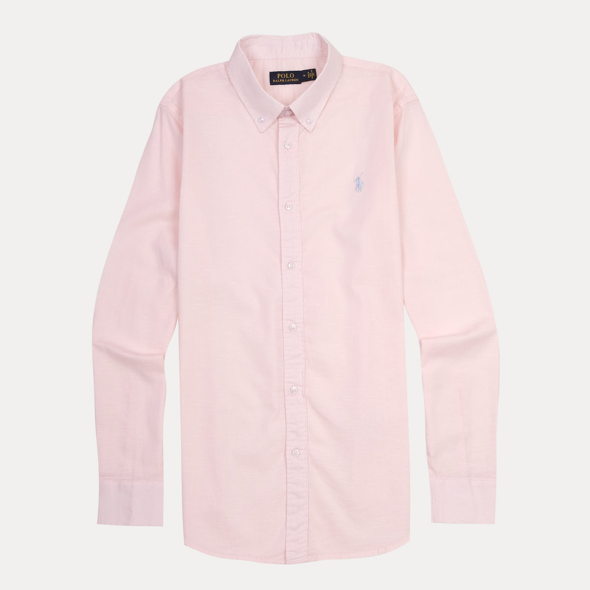 POLO RALPH LAUREN SLIM FIT Button-Down Oxford Linen Shirt in Soft Pink