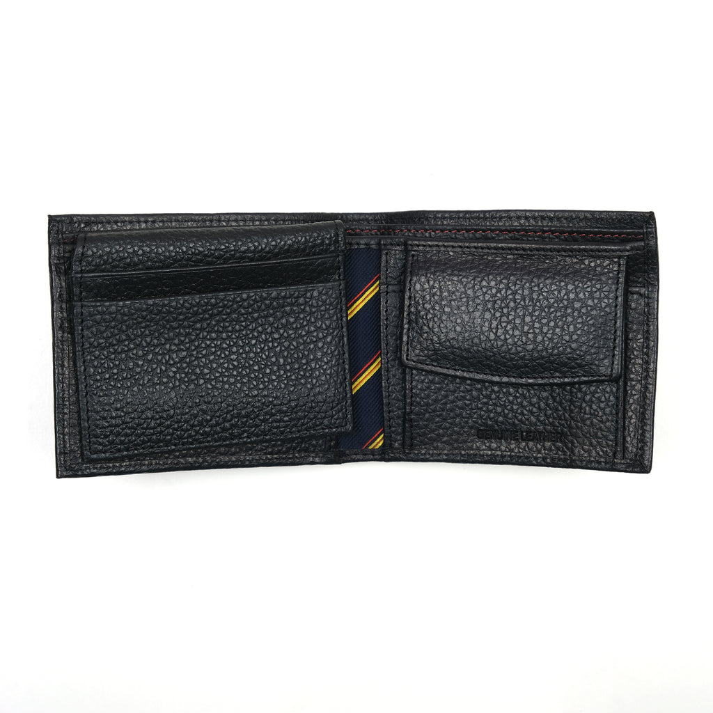 TOMMY HILFIGER Luxurious Pebbled Leather Passcase & Valet Wallet in Midnight Black