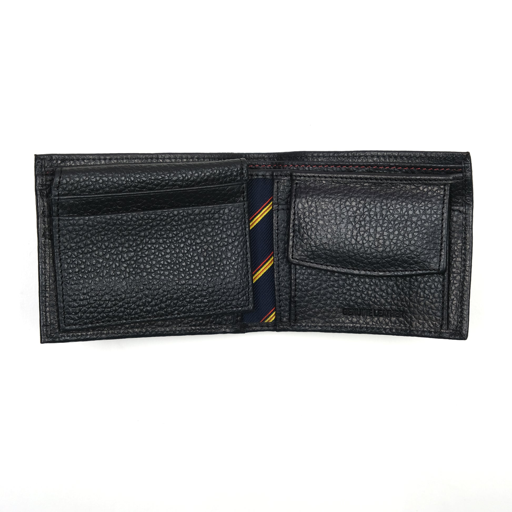 TOMMY HILFIGER Luxurious Pebbled Leather Passcase & Valet Wallet in Midnight Black