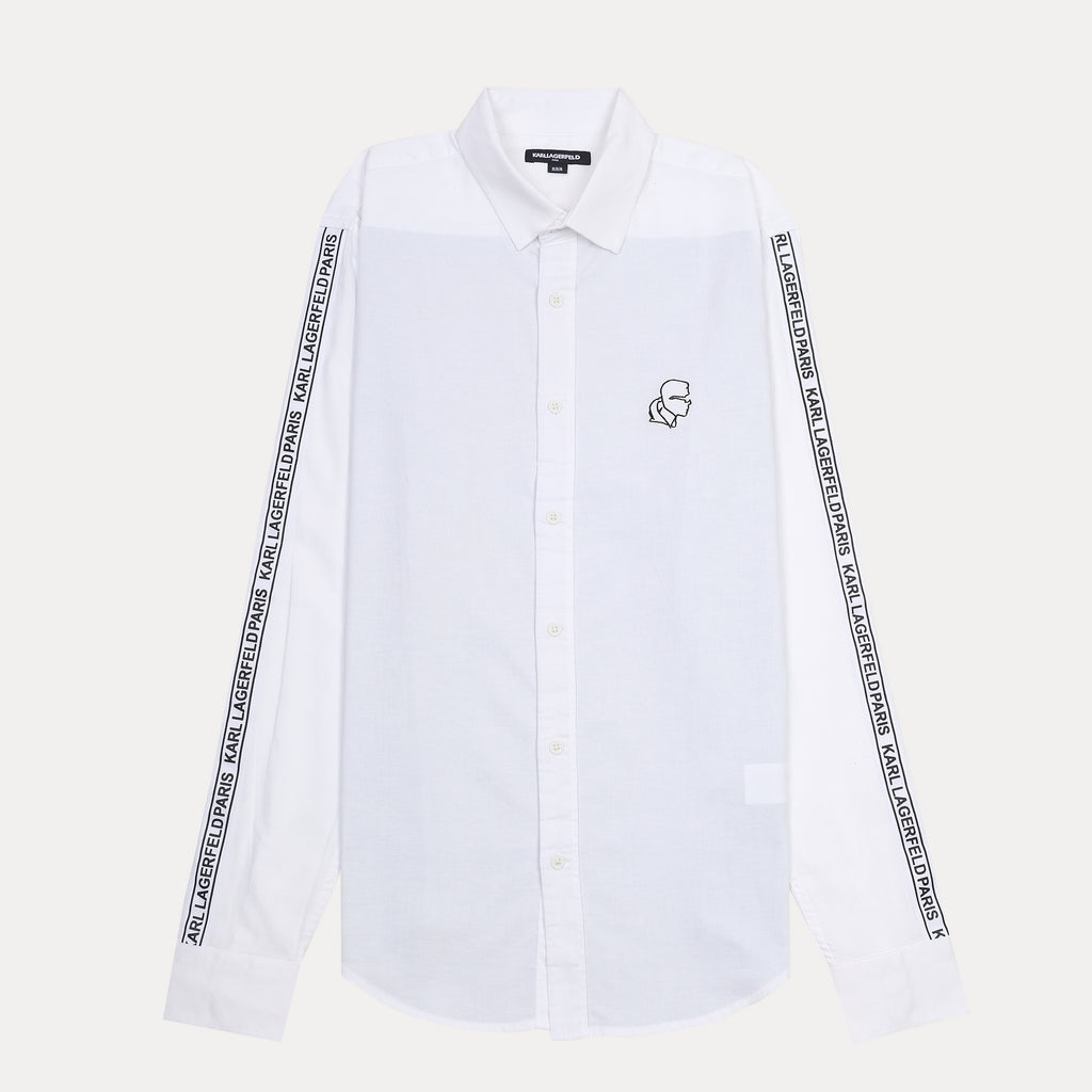 KARL LAGERFELD Chic Striped Elegance Shirt in Crisp White