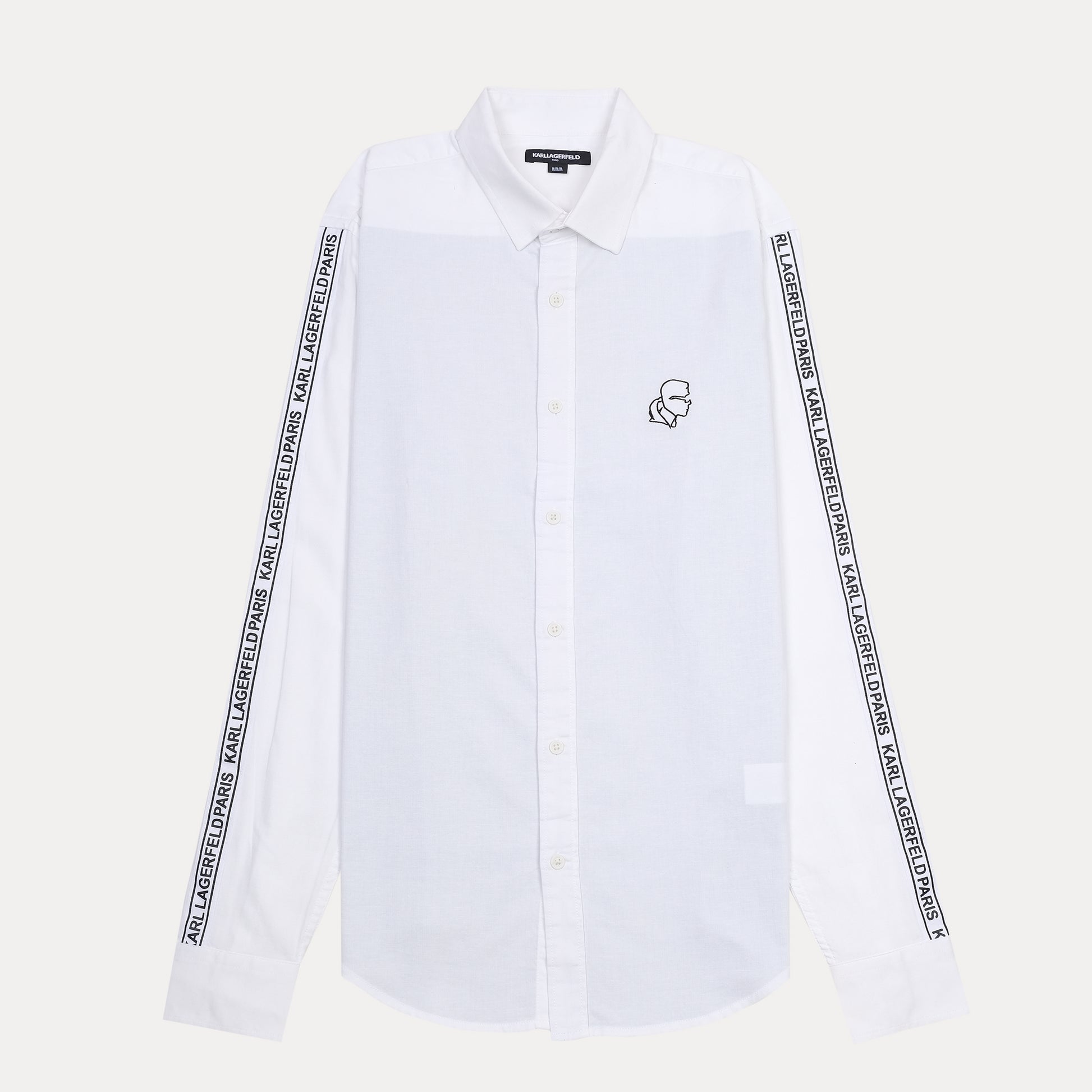 KARL LAGERFELD Chic Striped Elegance Shirt in Crisp White