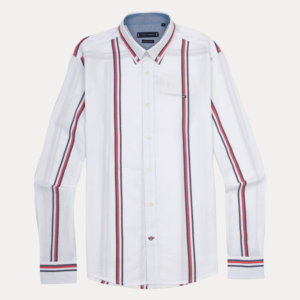 Tommy Hilfiger Organic Cotton Striped Elegance Shirt in Crisp White