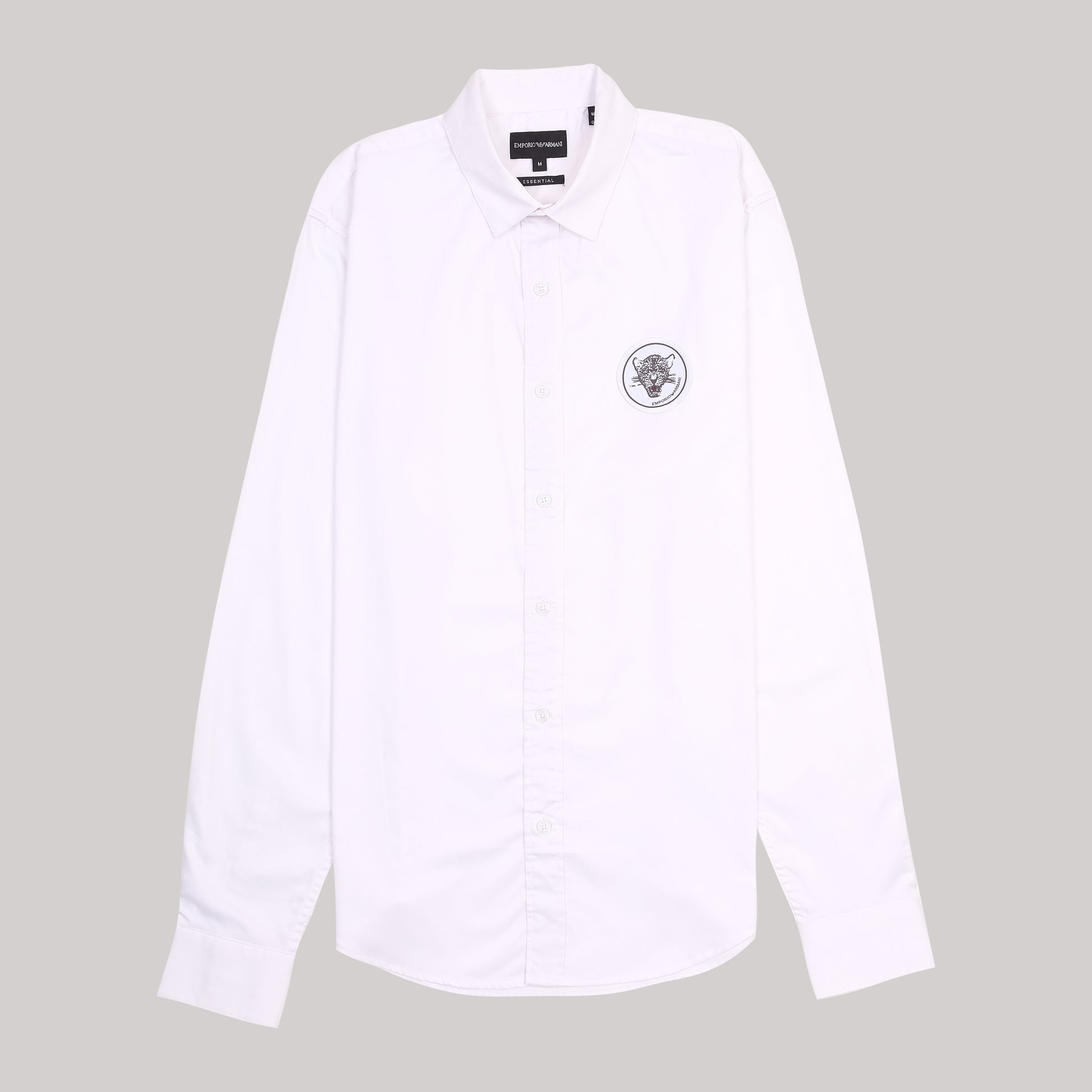 Emporio Armani Essential White Long Sleeve Shirt with Tiger Patch