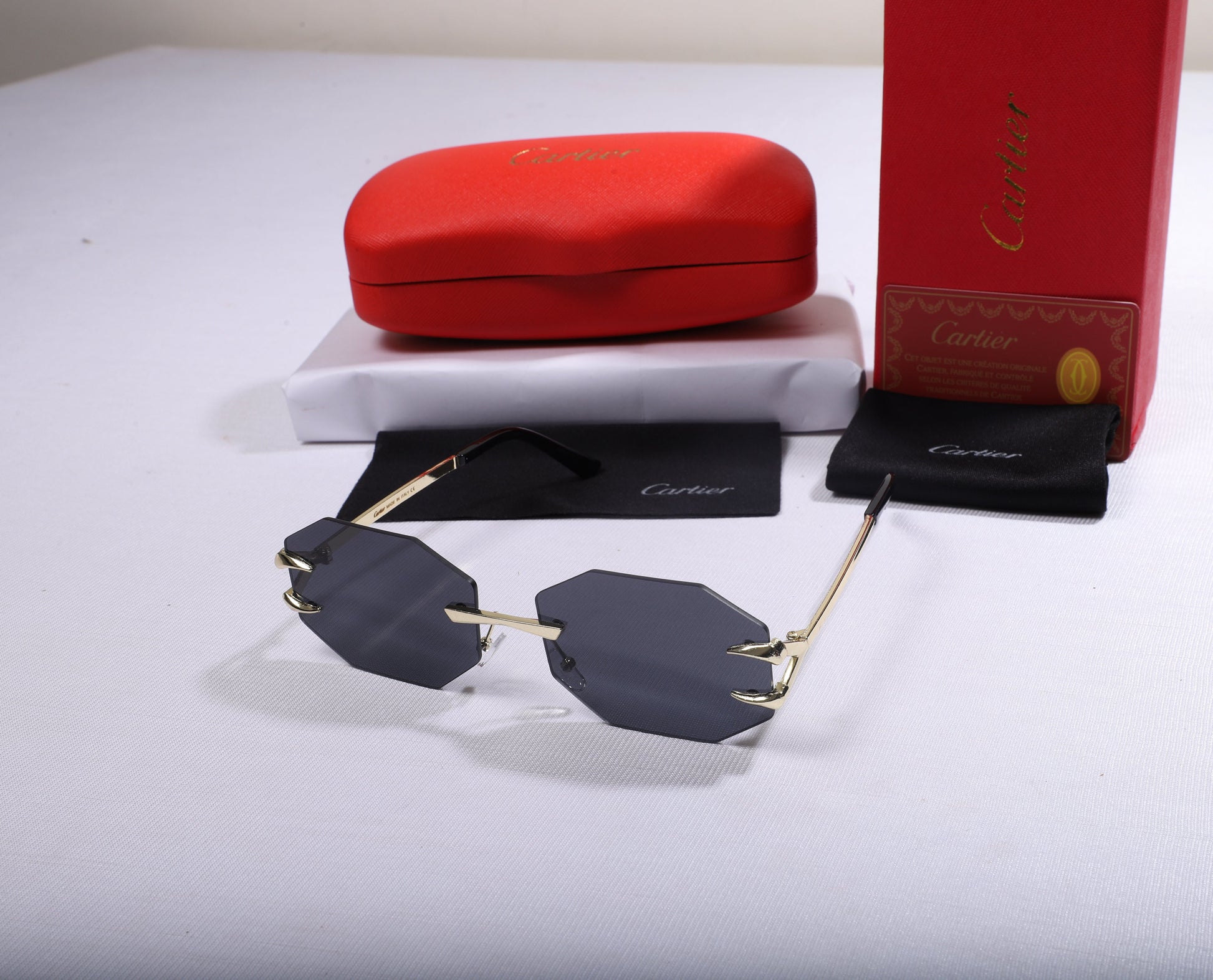 Cartier Octagonal Sunglasses with Gold Accents