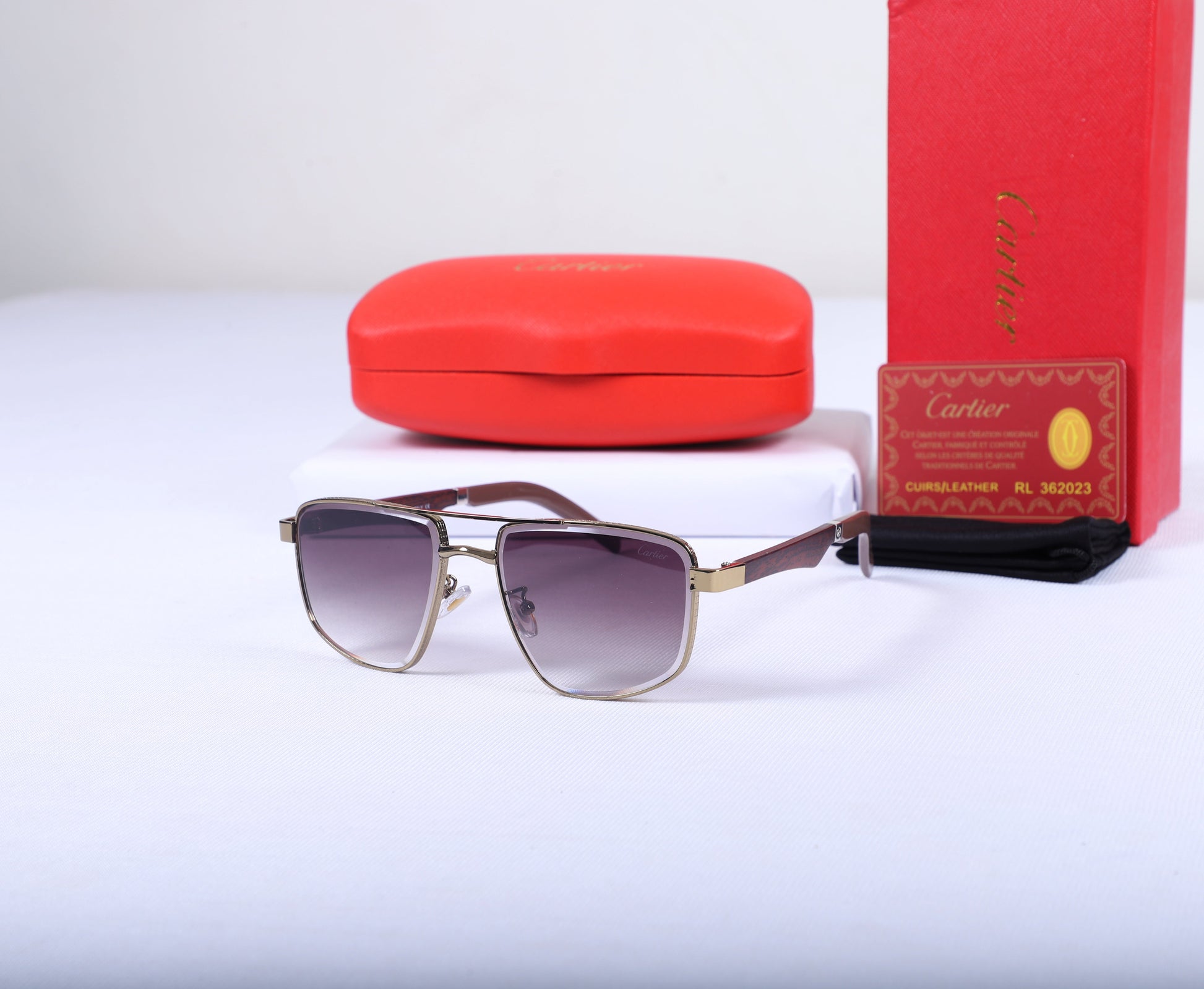 Cartier Luxury Gradient Sunglasses with Leather Accents