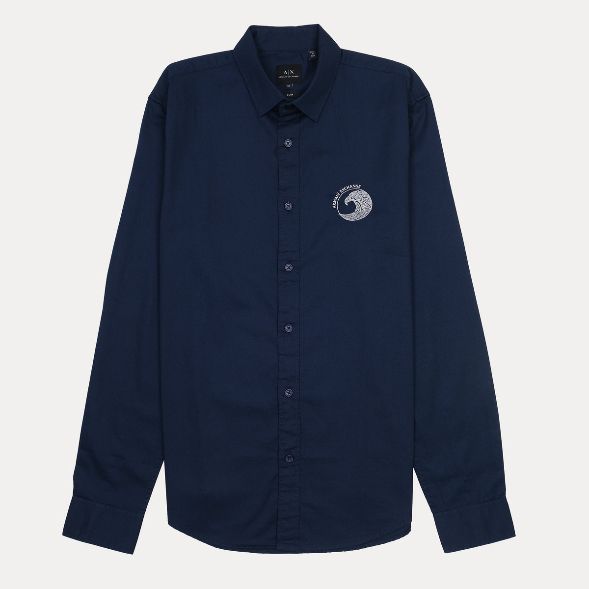 Armani Exchange Slim Fit Navy Button-Up Shirt