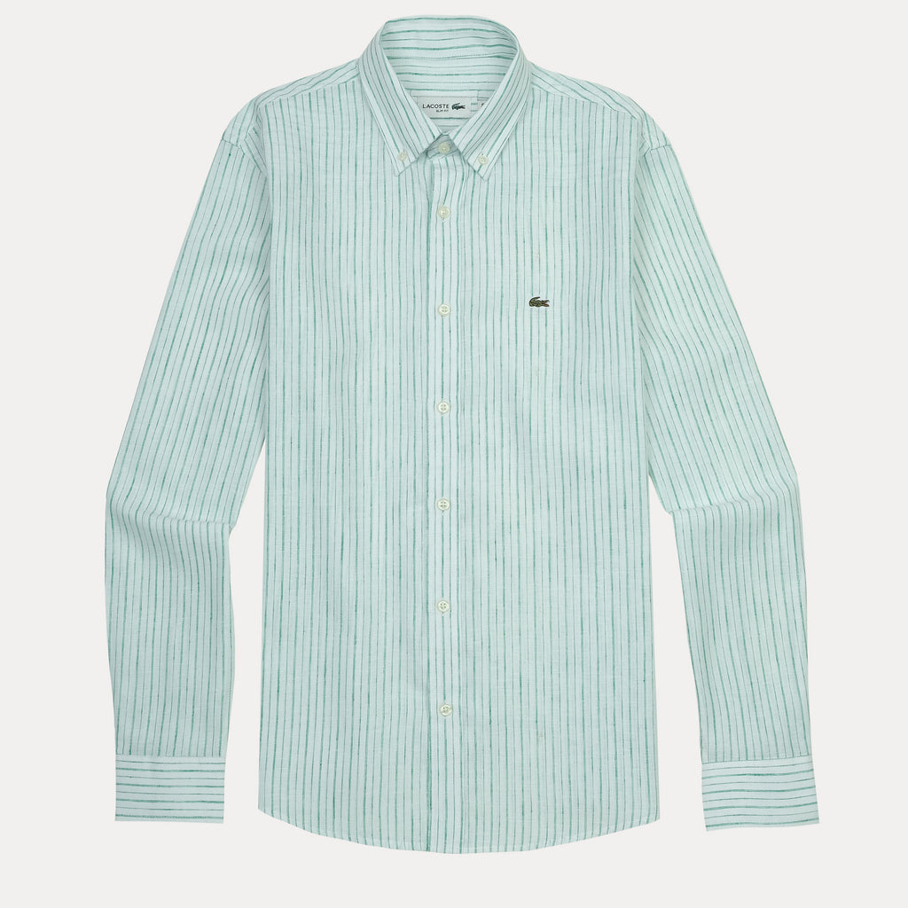 Lacoste Slim Fit Striped Shirt in Serene Aqua