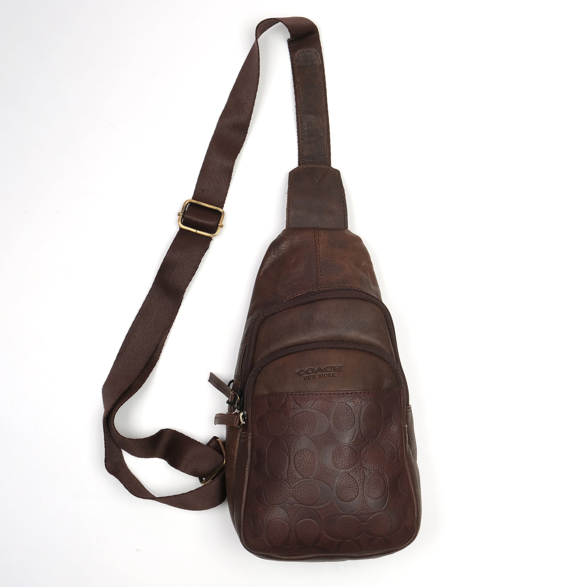 COACH Luxurious Chocolate Brown Leather Sling Bag