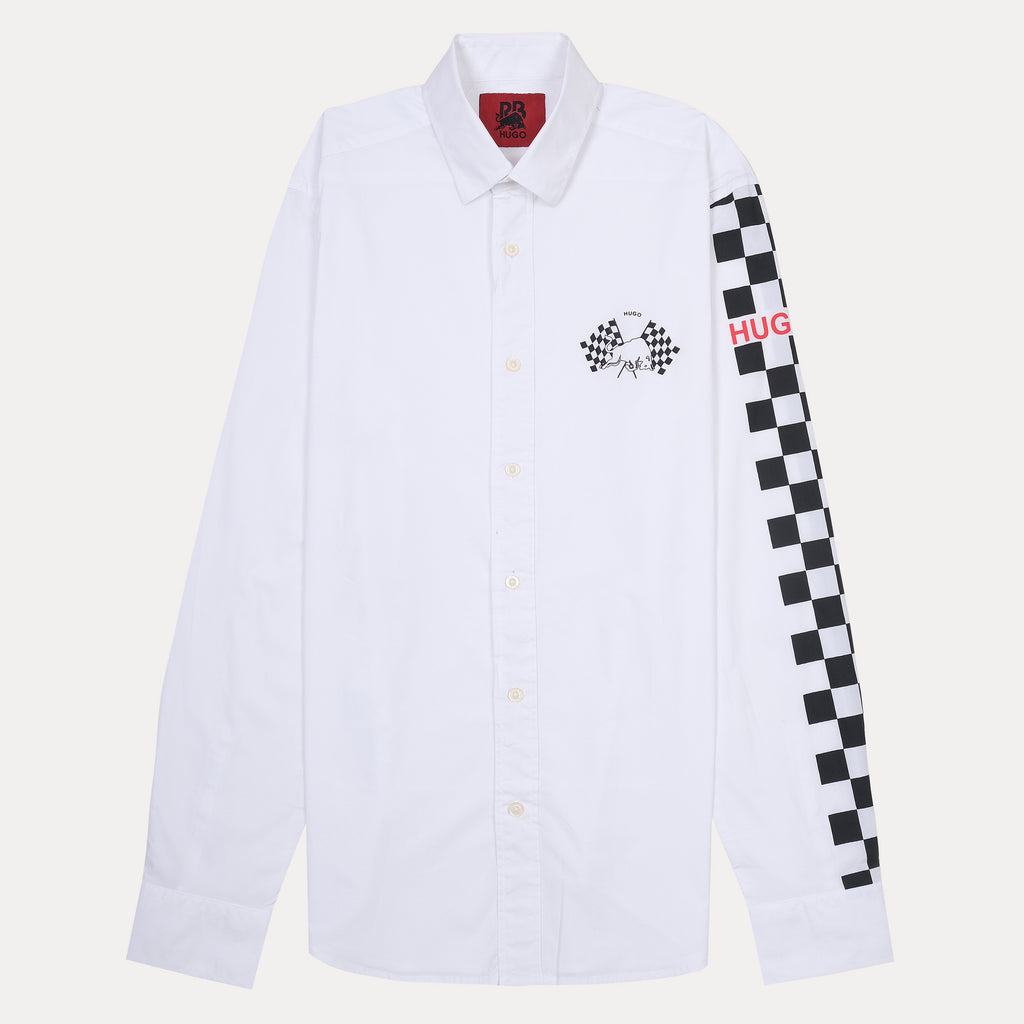 HUGO Checkerboard Graphic Long Sleeve Shirt