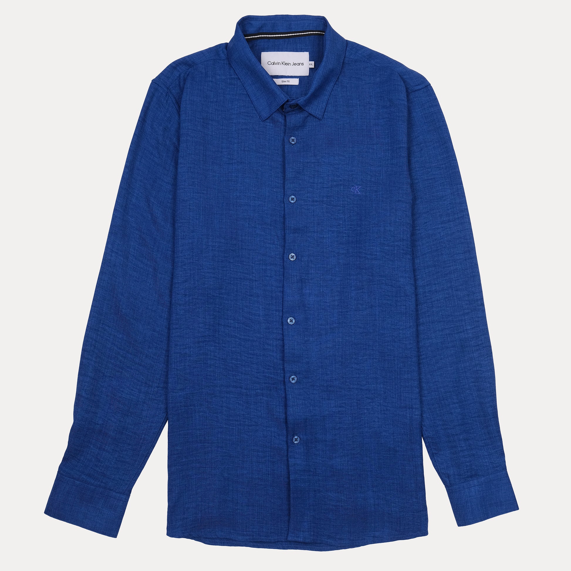 CALVIN KLEIN JEANS Skin Fit Textured Button-Up Shirt in Deep Blue