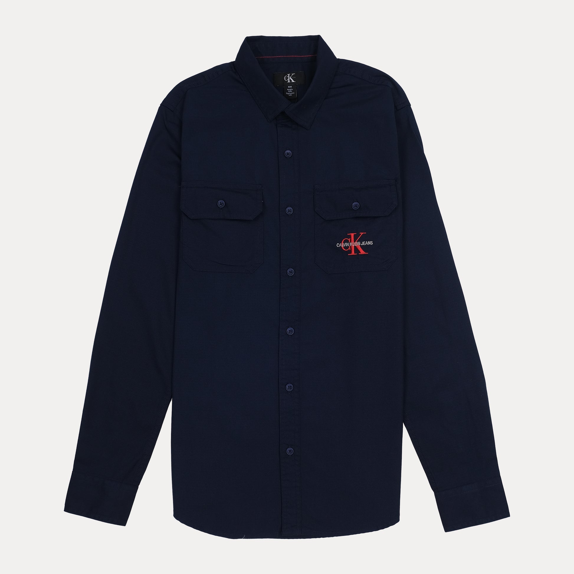 CALVIN KLEIN Quasar Blue Classic Fit Long Sleeve Utility Shirt
