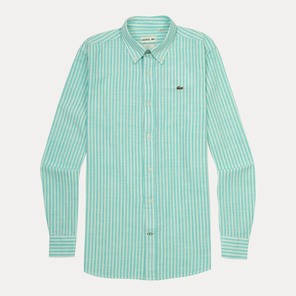 Lacoste Slim Fit Striped Delight Shirt in Aqua Breeze