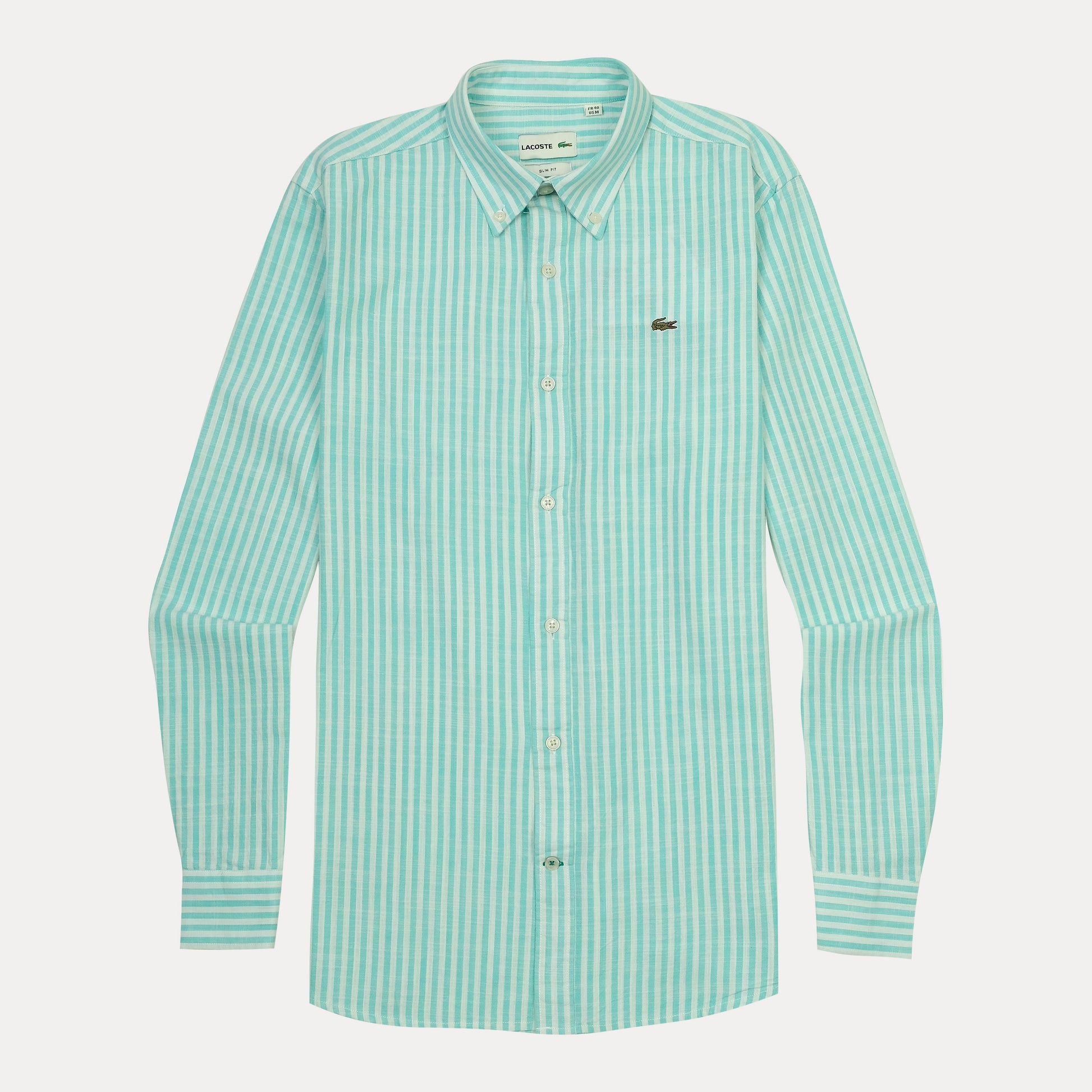 Lacoste Slim Fit Striped Delight Shirt in Aqua Breeze