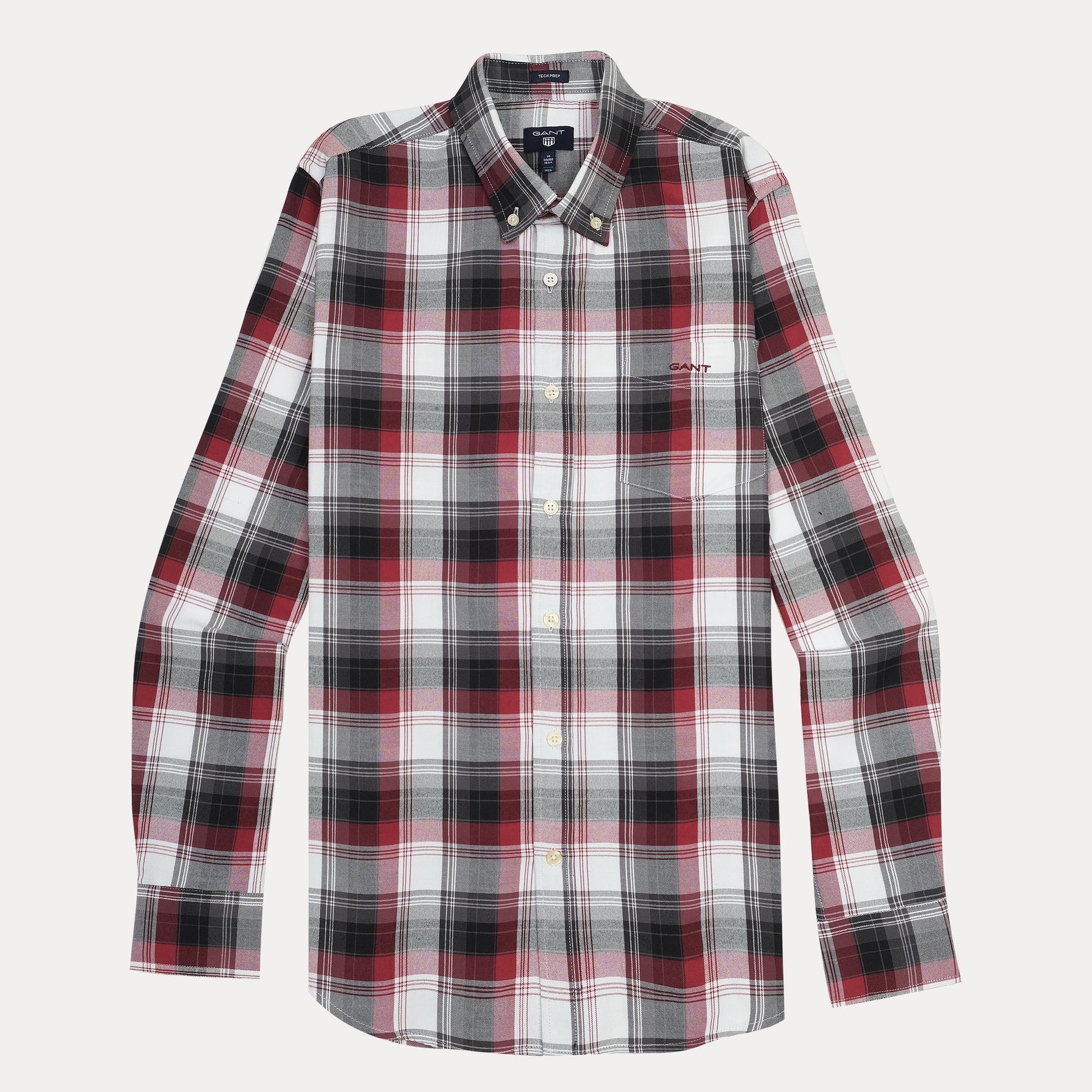 GANT Tech Prep Plaid Perfection Shirt in Crimson & Charcoal