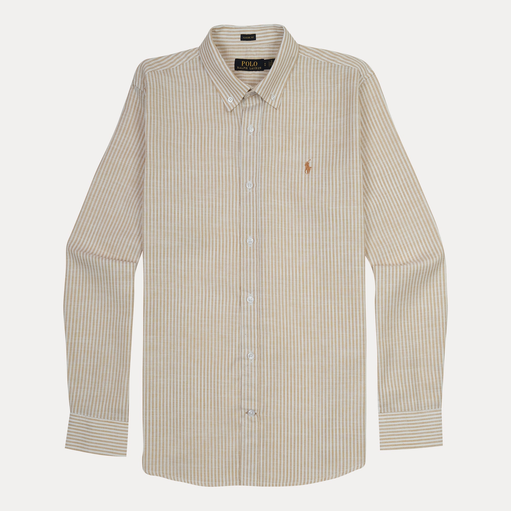 Polo Ralph Lauren Classic Fit Striped Linen Shirt in Golden Sand