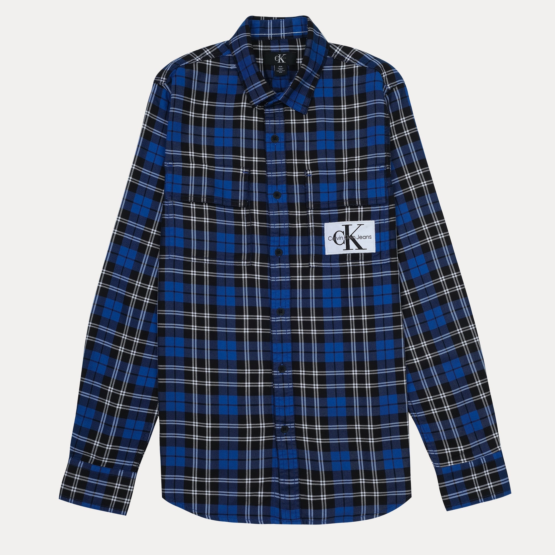 Calvin Klein Men's Blue Plaid Long Sleeve Shirt