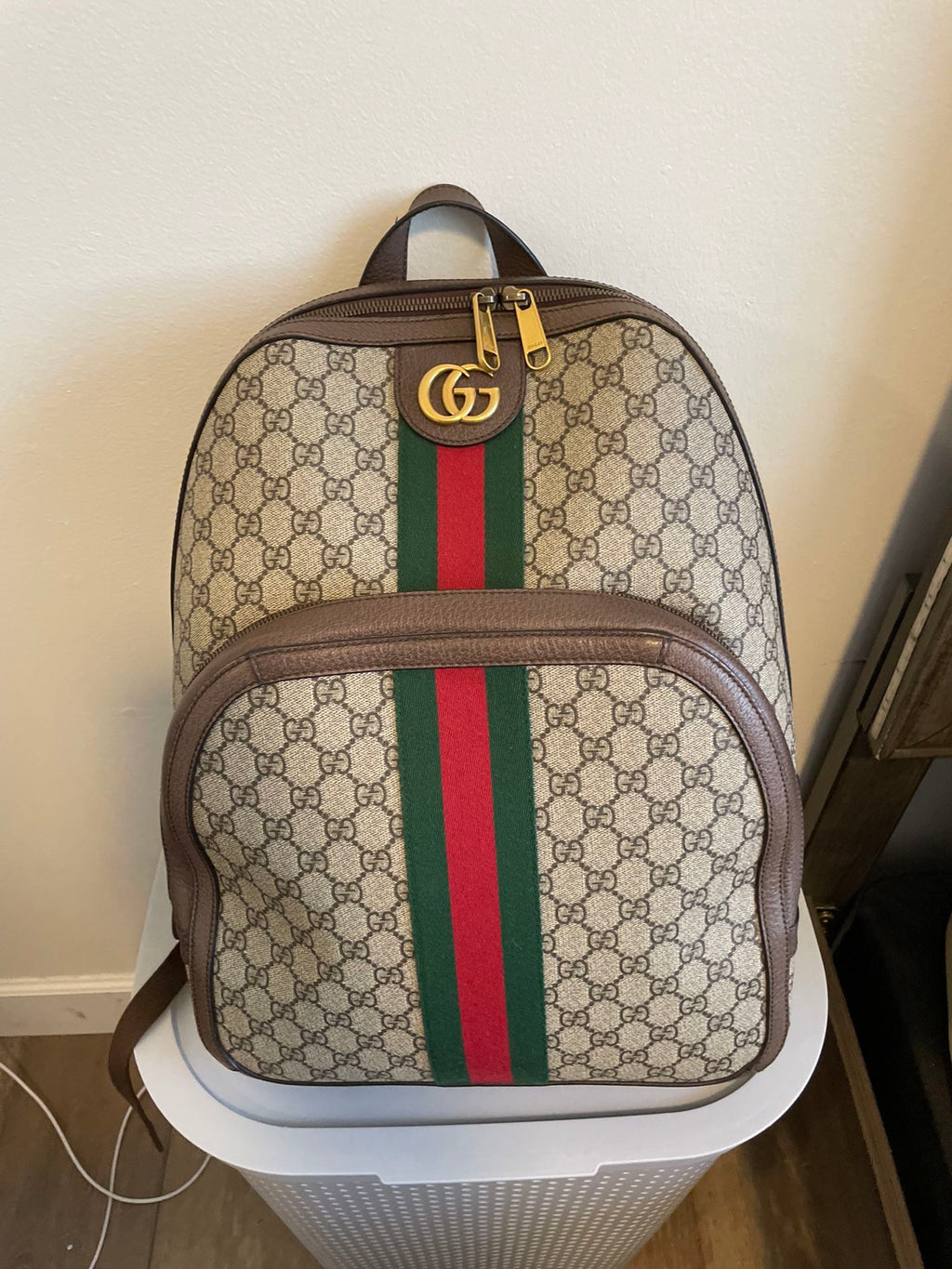 GUCCI GG Monogram Canvas and Leather Handbag