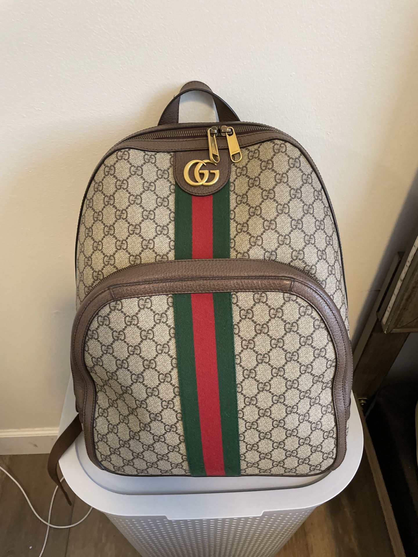 GUCCI GG Monogram Canvas and Leather Handbag
