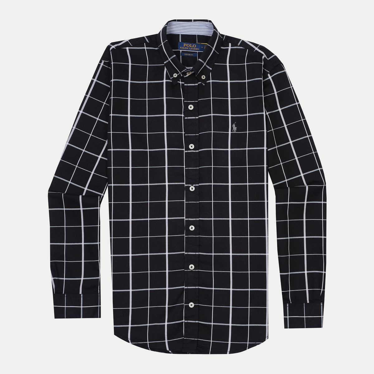 POLO RALPH LAUREN Mystic Ash Custom Fit Long Sleeve Checkered Shirt