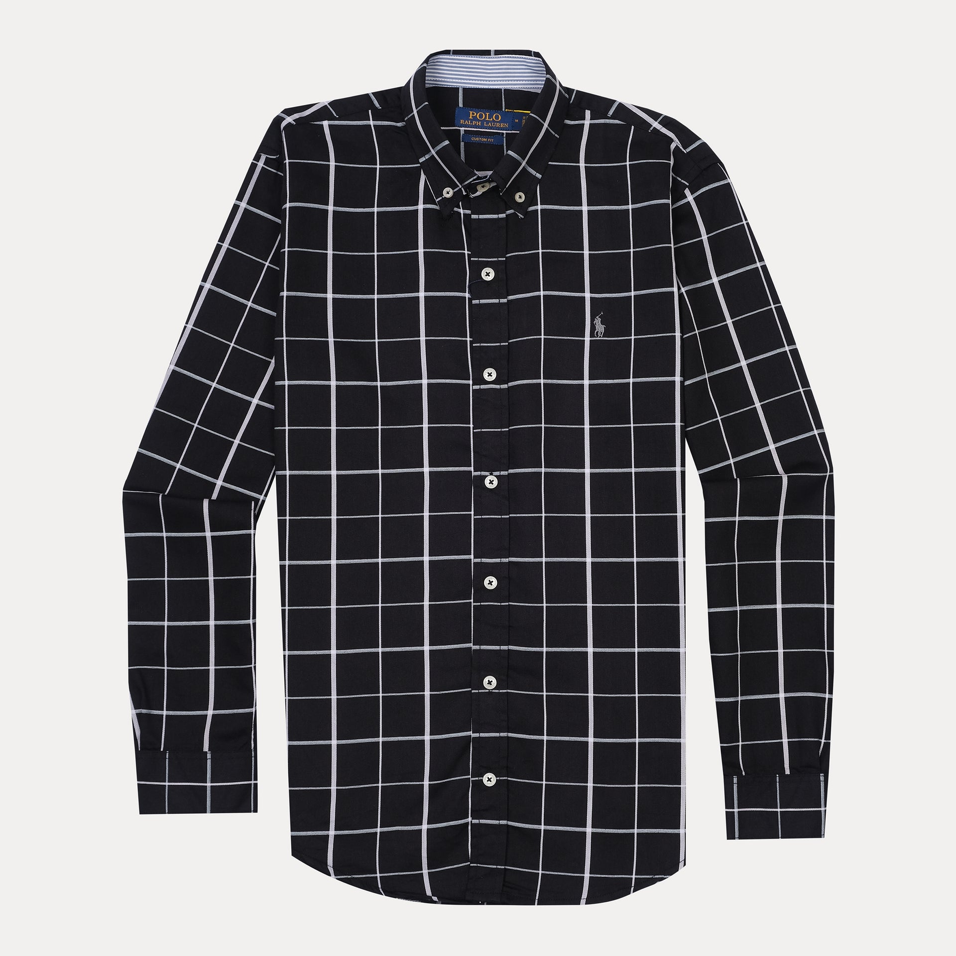 POLO RALPH LAUREN Mystic Ash Custom Fit Long Sleeve Checkered Shirt