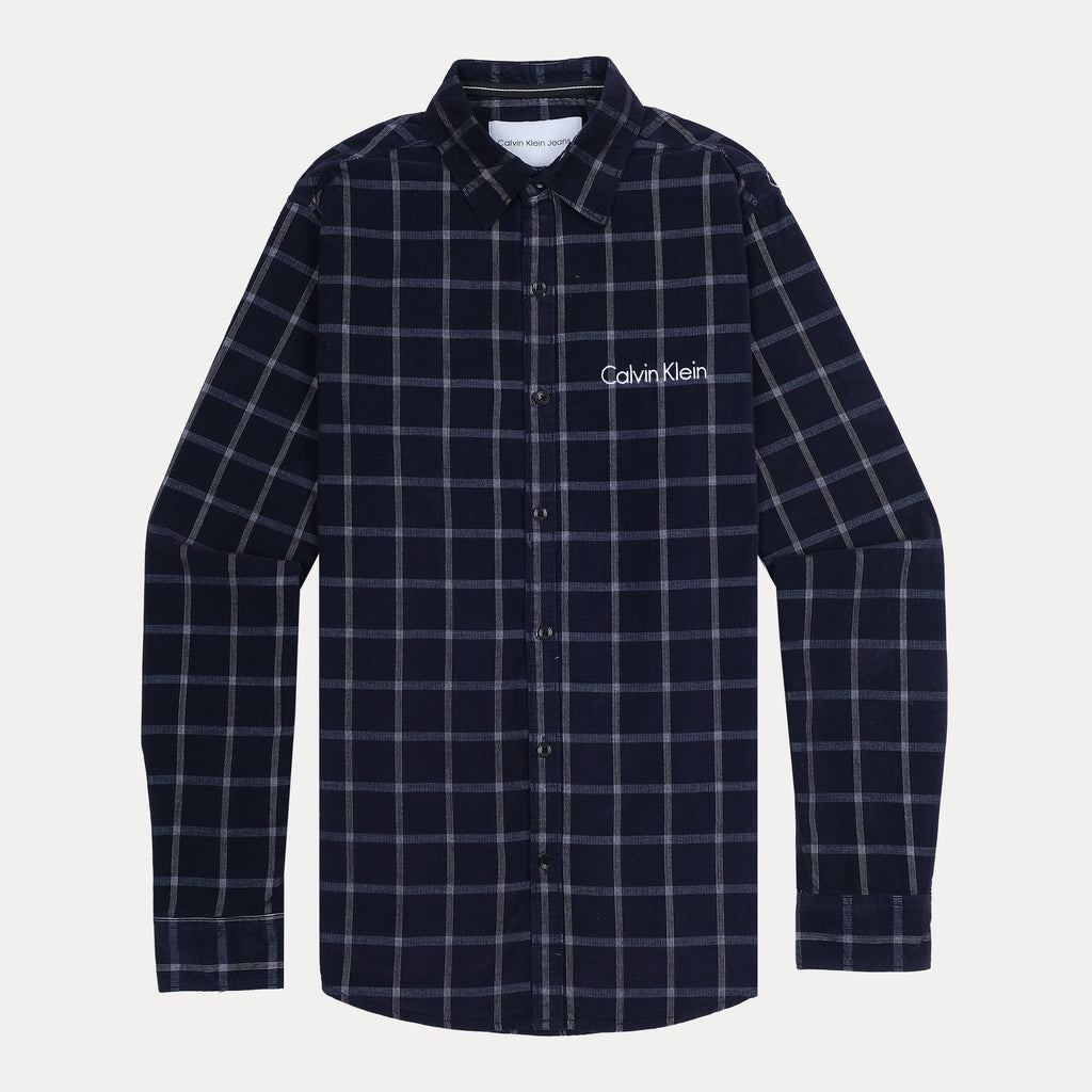 Calvin Klein Cozy Checkered Flannel Shirt in Midnight Plaid