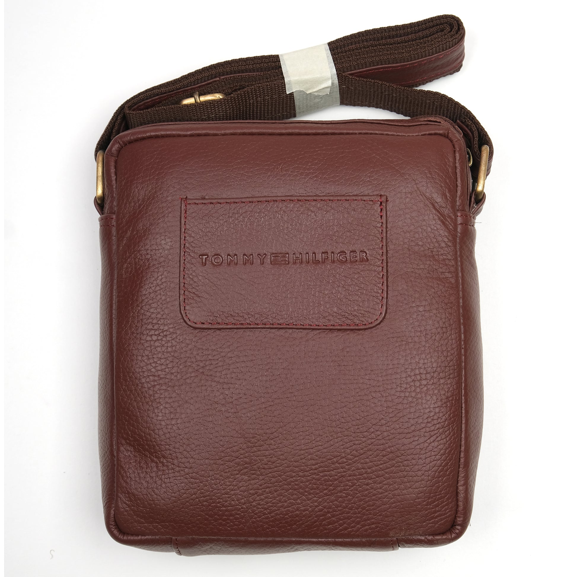 TOMMY HILFIGER Luxurious Maroon Leather Crossbody Bag
