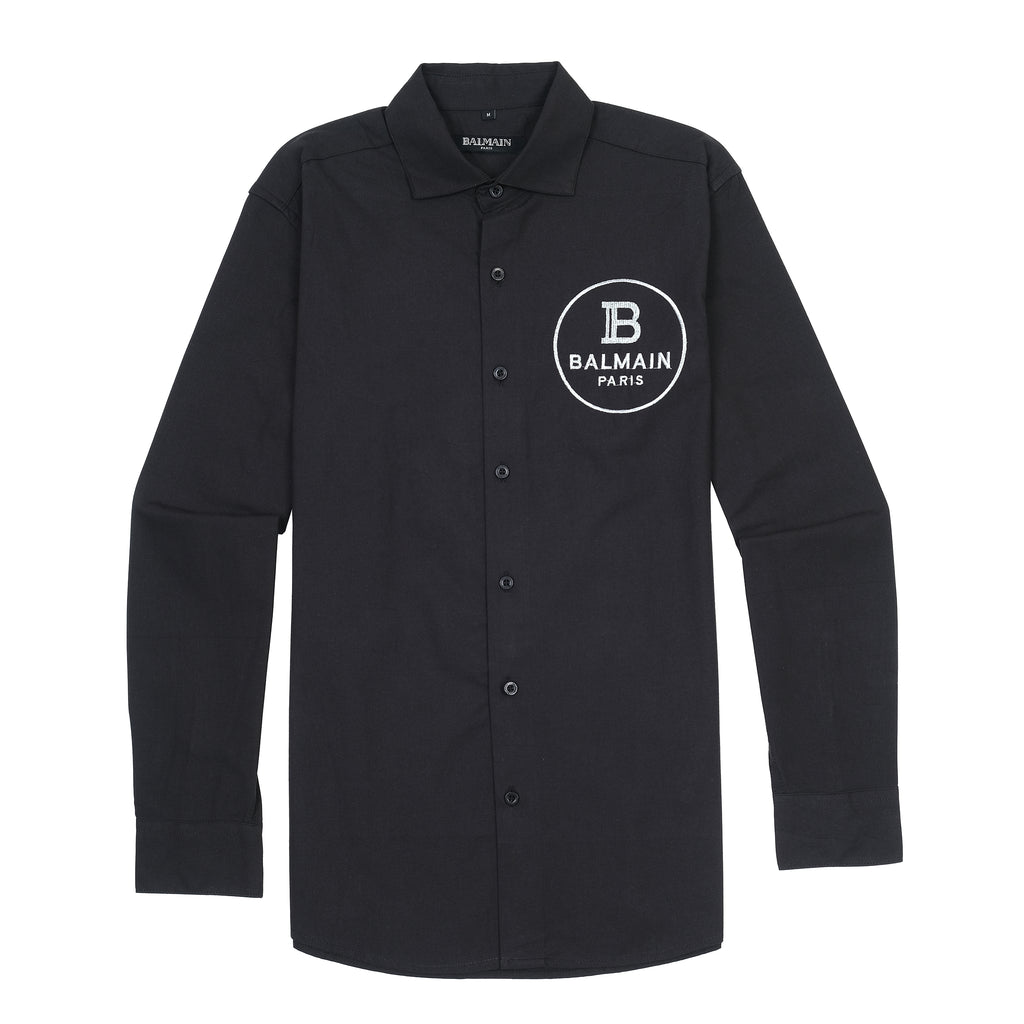 BALMAIN Elegant Midnight Black Embroidered Shirt