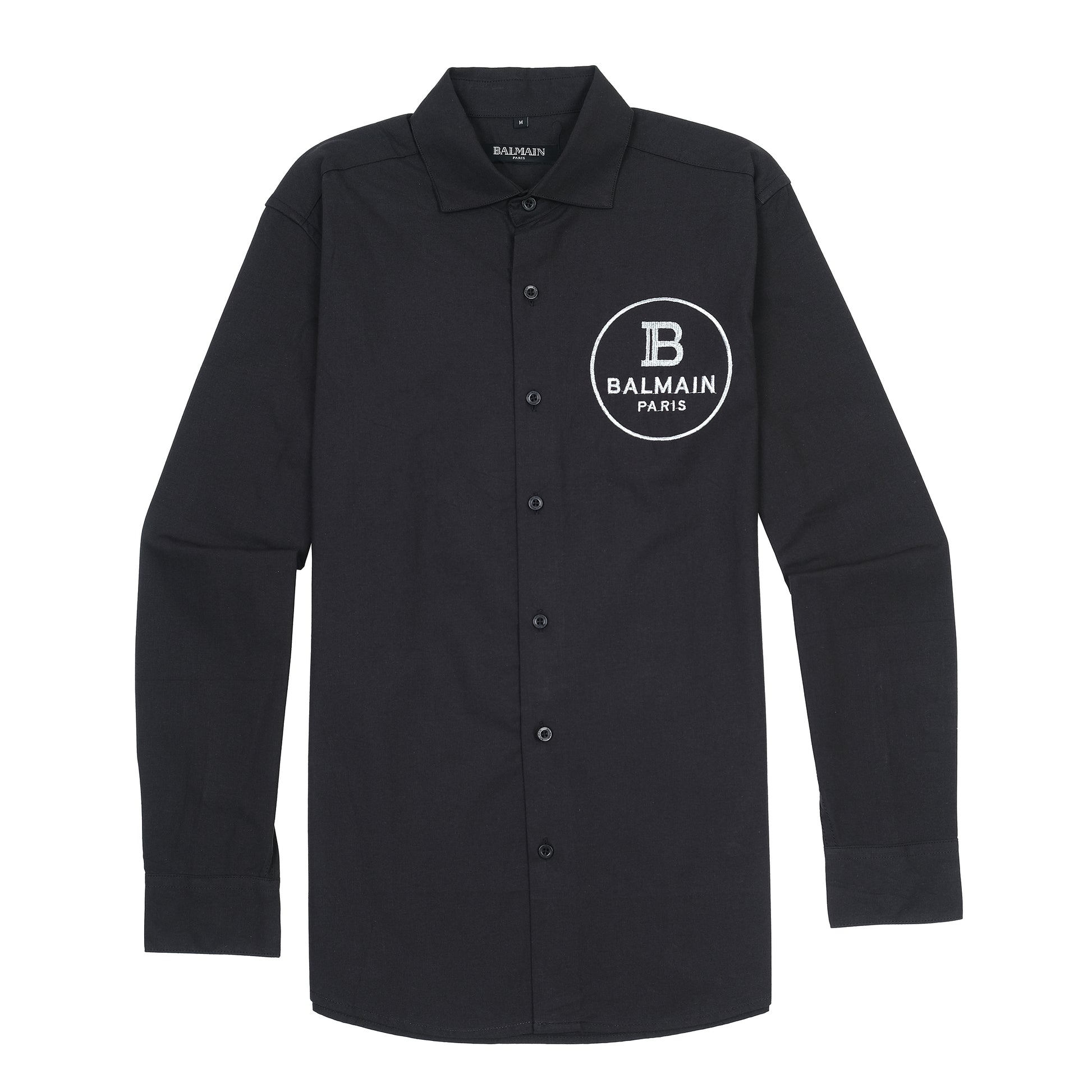 BALMAIN Elegant Midnight Black Embroidered Shirt