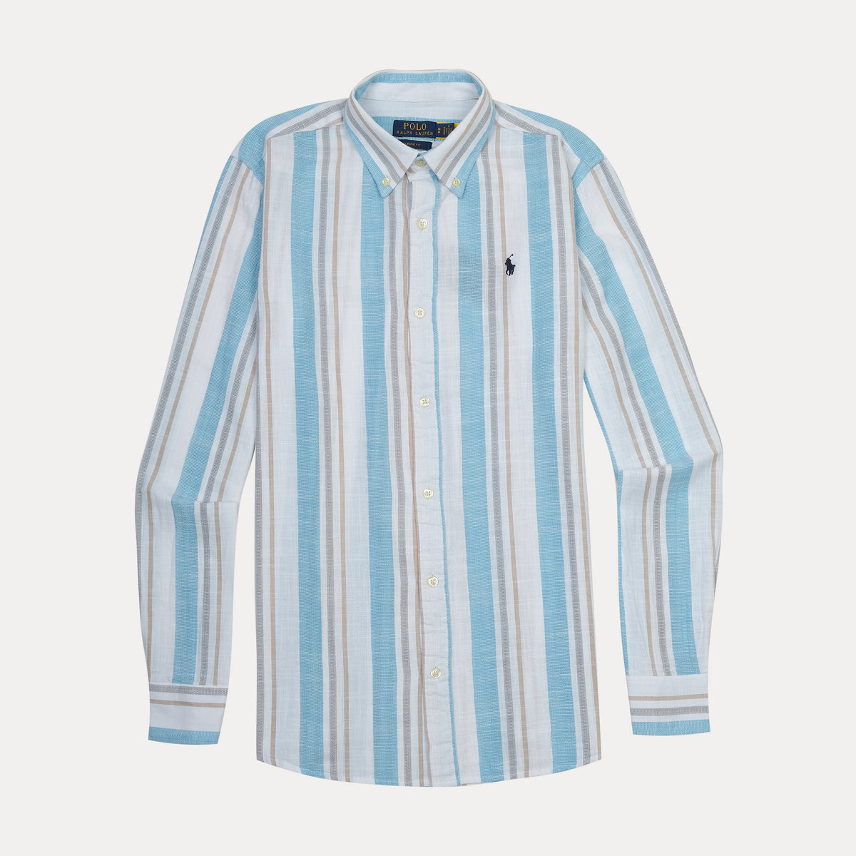 Polo Ralph Lauren Breezy Striped Classic Fit Shirt in Sky Blue and Cream