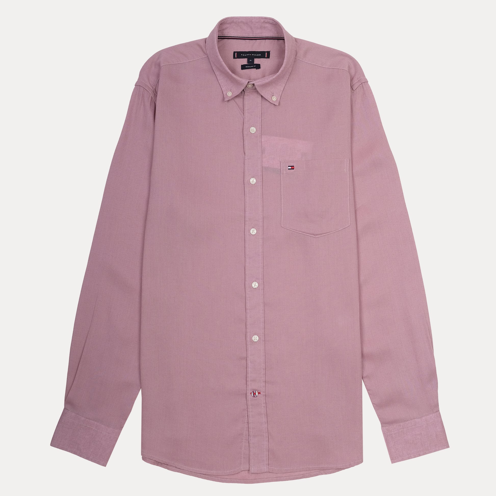 TOMMY HILFIGER Elegant Mauve Button-Up Linen Shirt