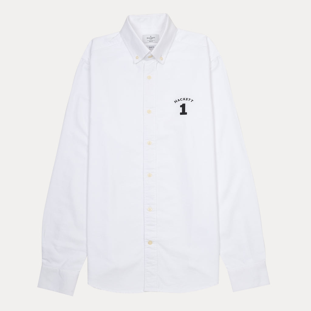 HACKETT Crisp Cotton Classic White Button-Up Shirt