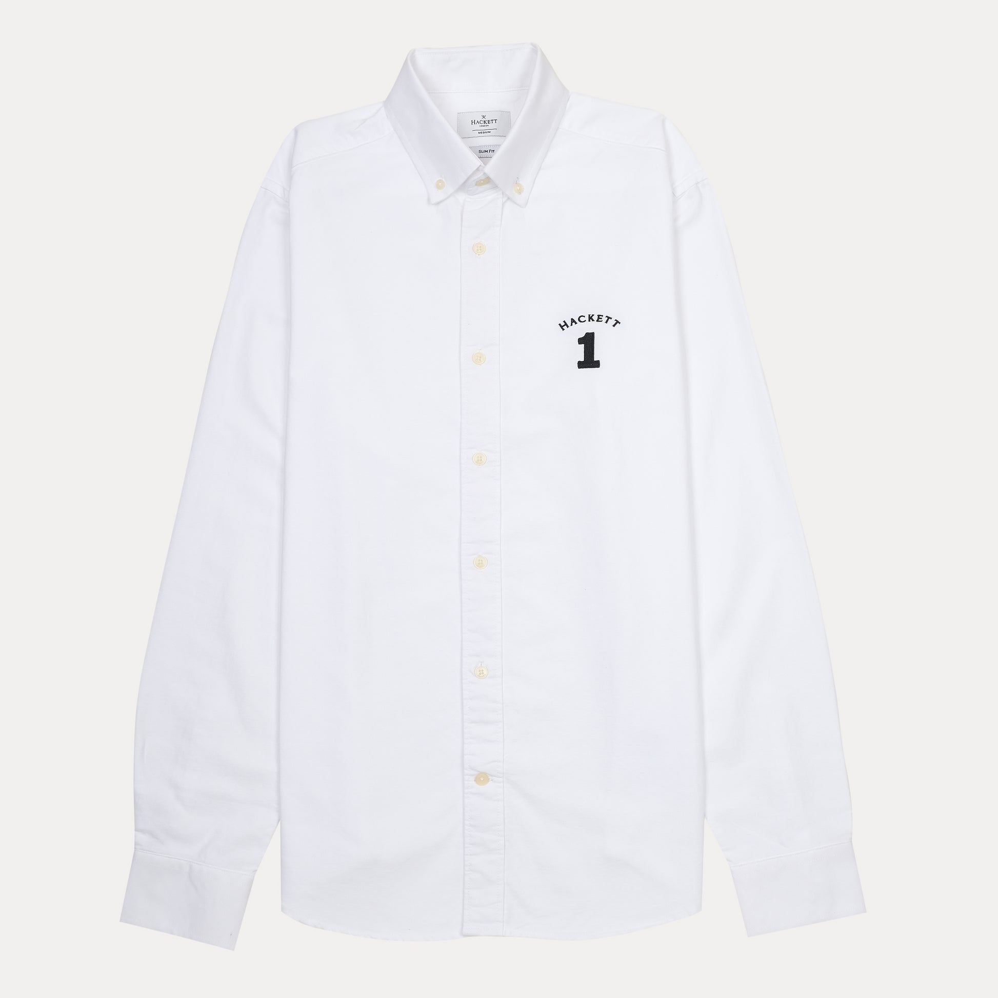 HACKETT Crisp Cotton Classic White Button-Up Shirt