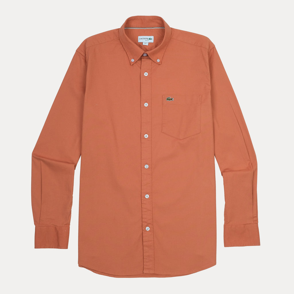 Lacoste Slim Fit Terracotta Button-Up Shirt