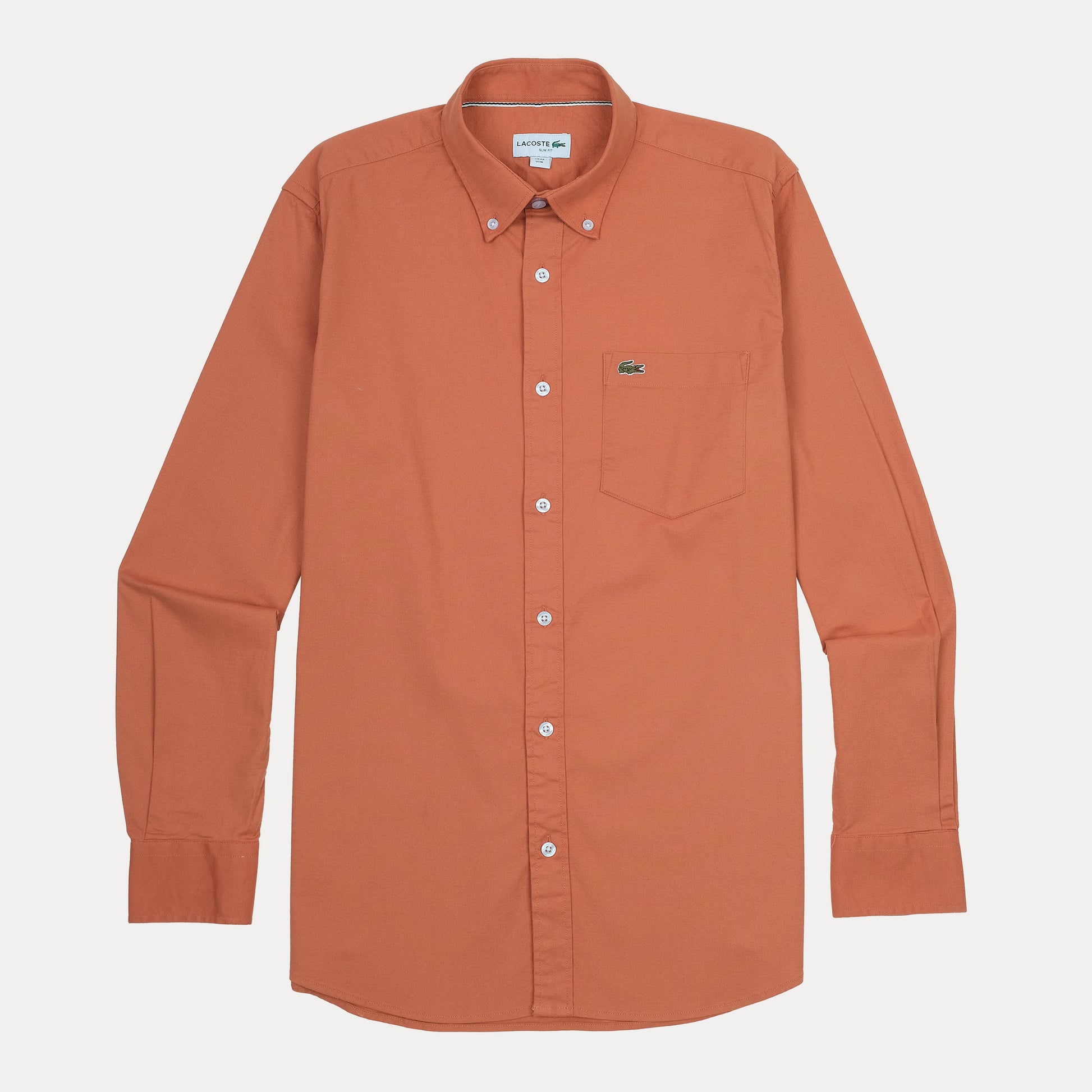 Lacoste Slim Fit Terracotta Button-Up Shirt