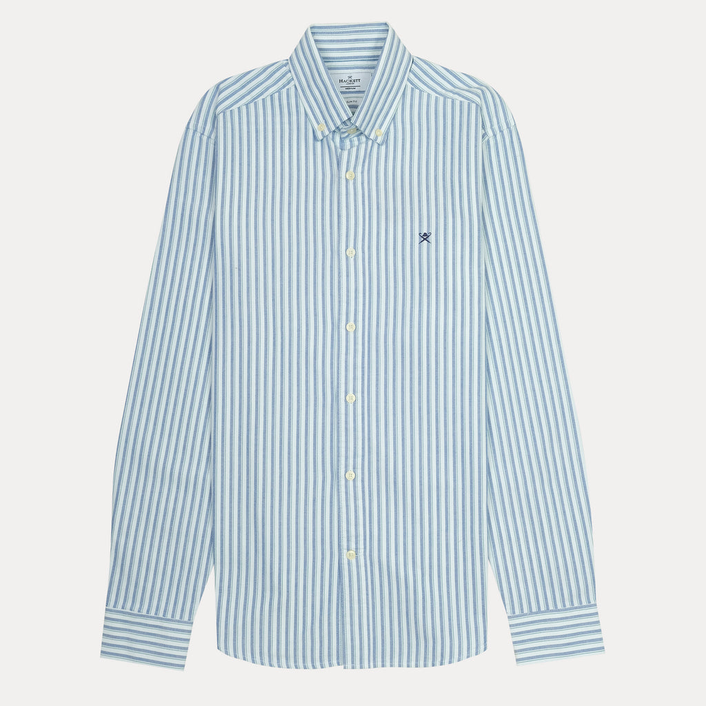 HACKETT Striped Elegance Slim Fit Shirt in Serene Sky