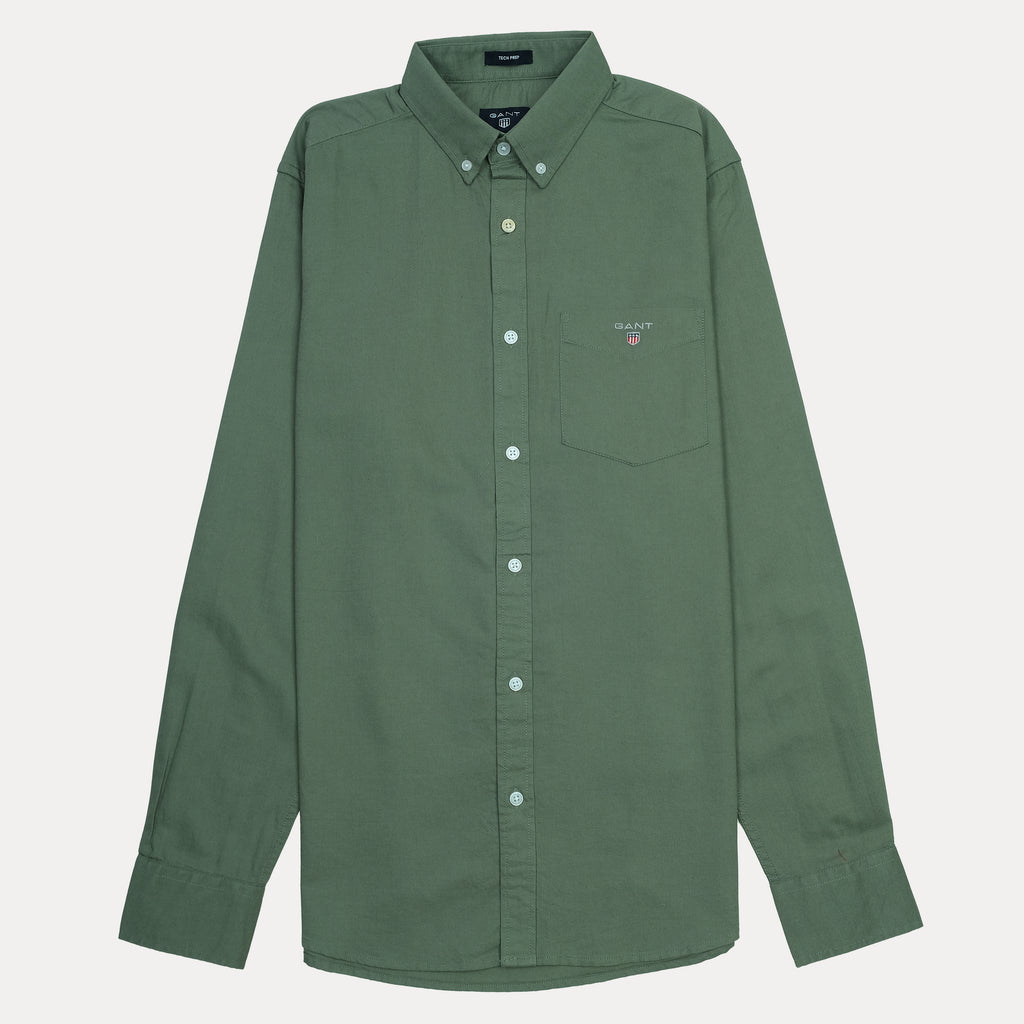 GANT Tech Prep Long Sleeve Button-Down Shirt in Olive Green