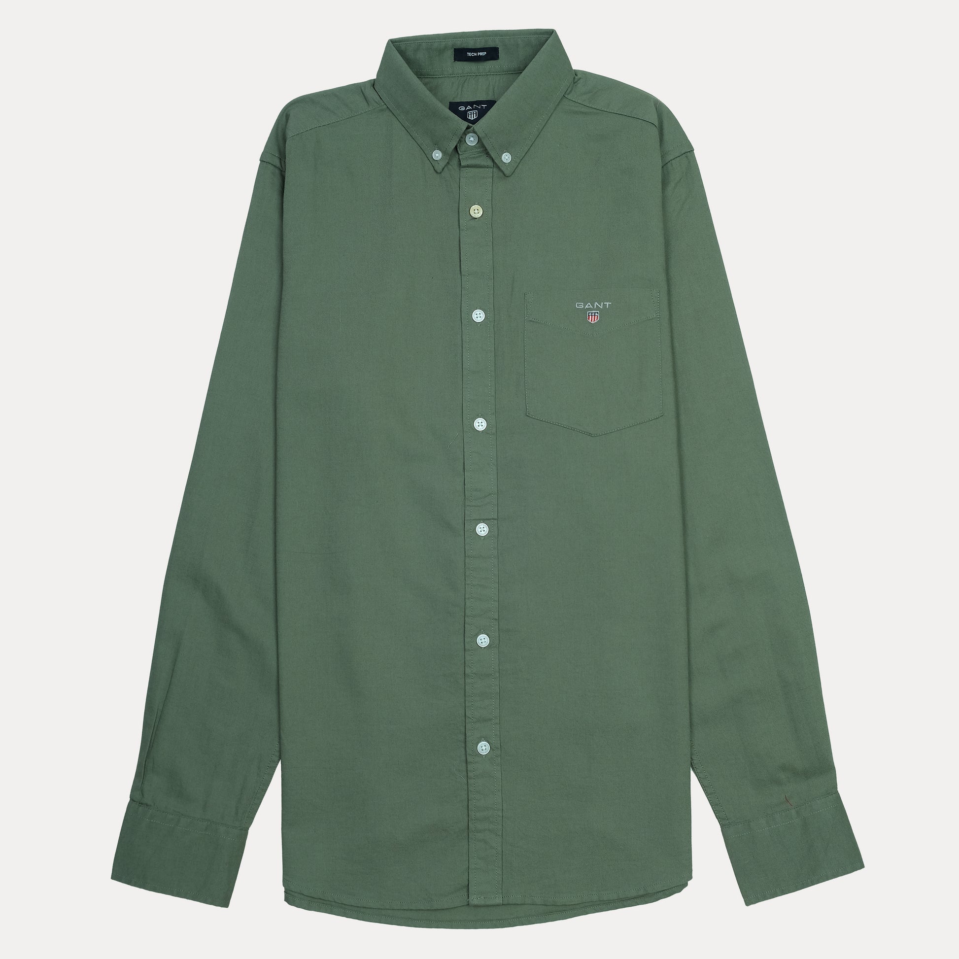GANT Tech Prep Long Sleeve Button-Down Shirt in Olive Green