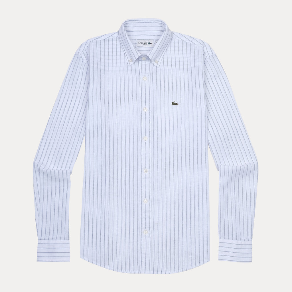 Lacoste Slim Fit Striped Elegance Shirt in Serene Sky