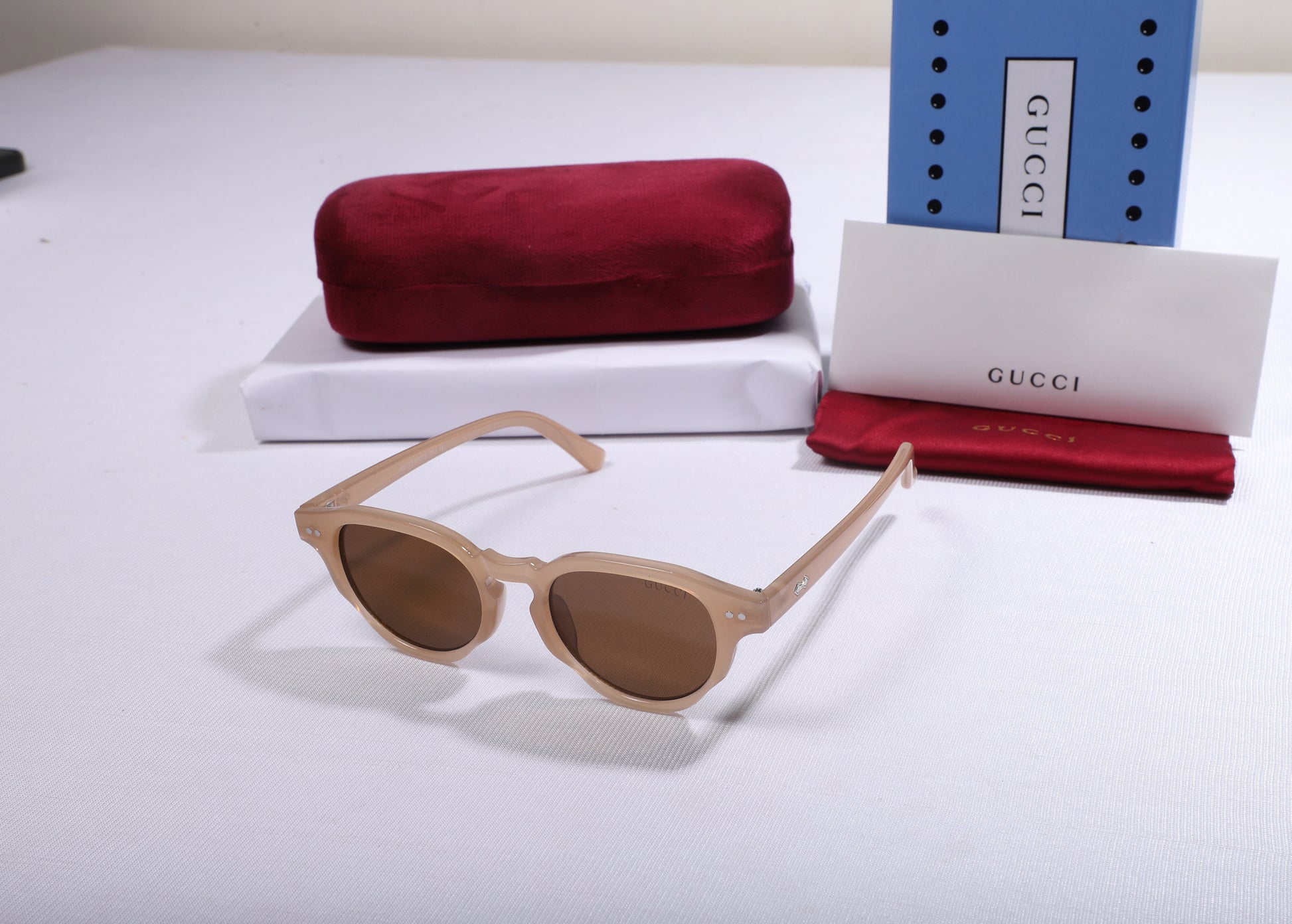 GUCCI Sandy Almond Bold Fit Oversized Square Sunglasses
