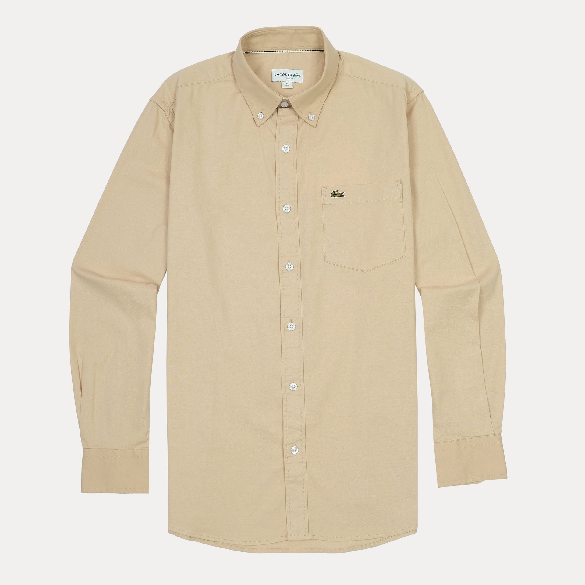 LACOSTE Whispering Almond Classic Fit Long Sleeve Button-Down Shirt