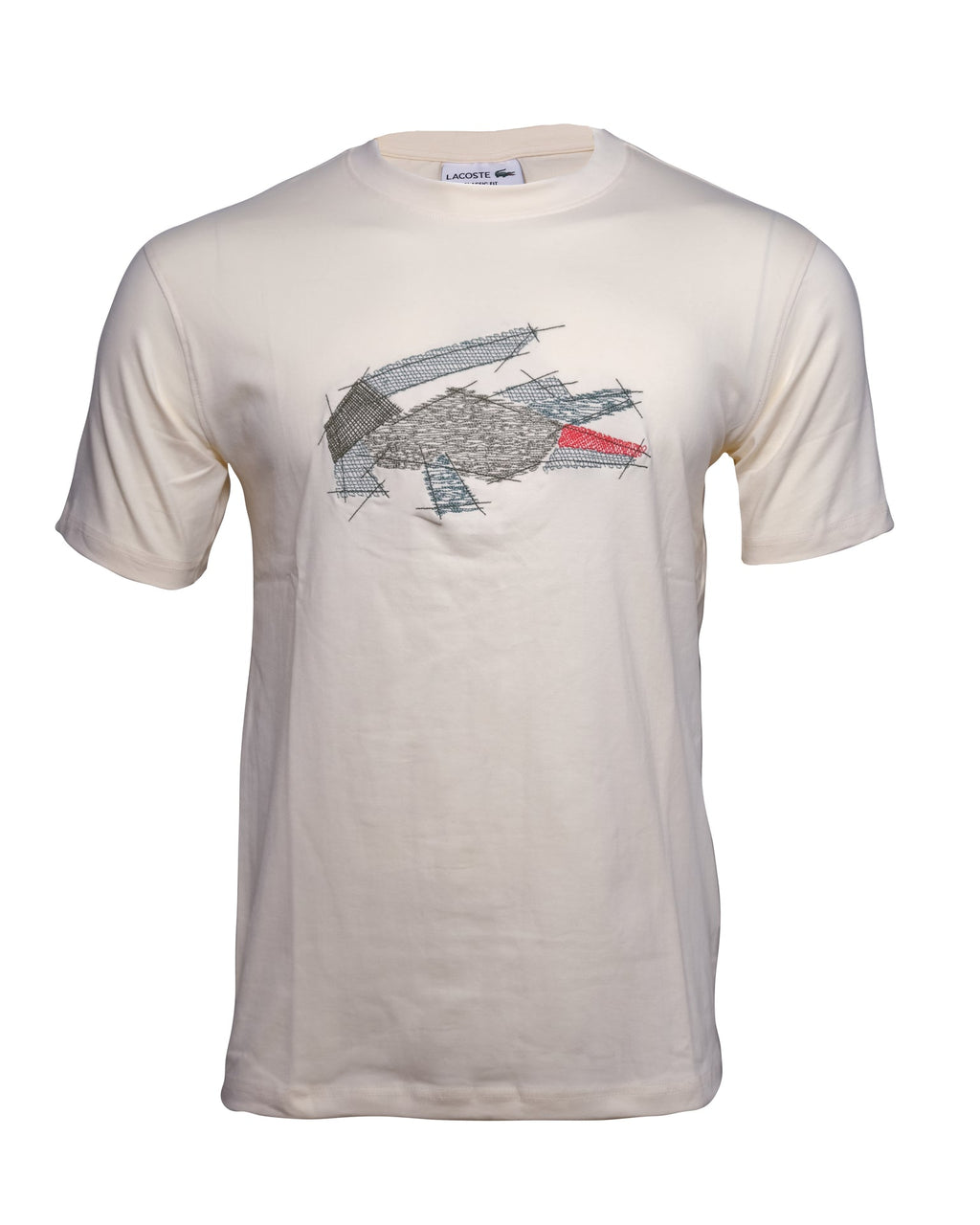 LACOSTE Creamy Canvas Slim Fit Graphic Crewneck Tee