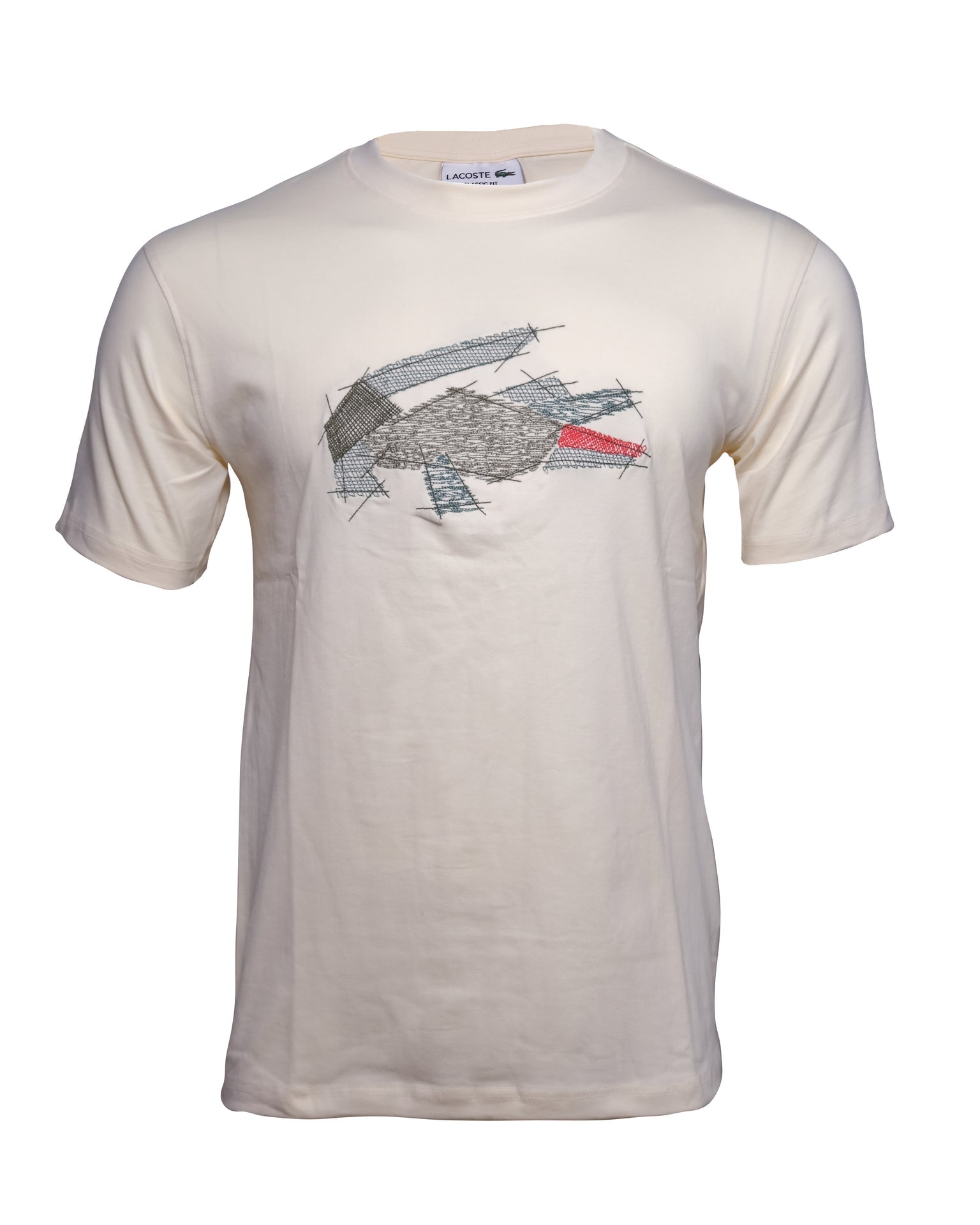 LACOSTE Creamy Canvas Slim Fit Graphic Crewneck Tee